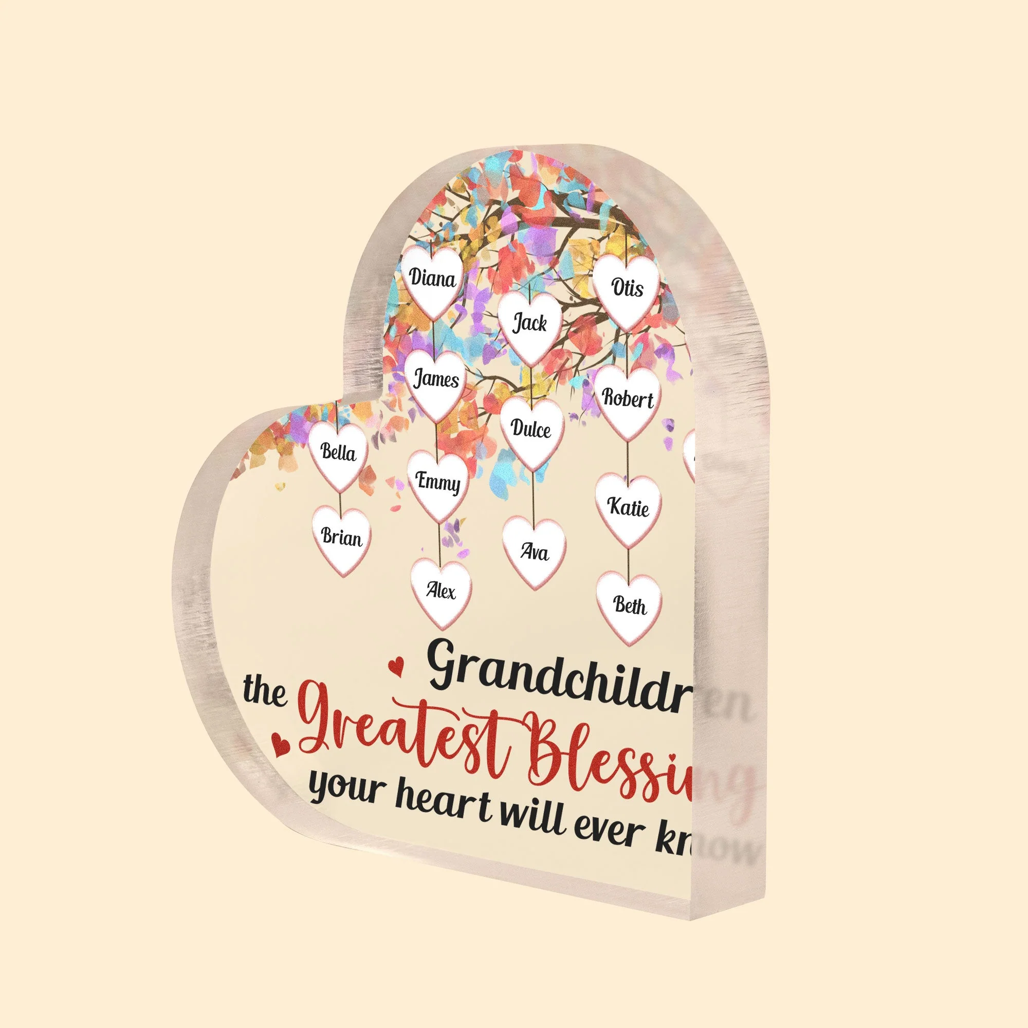 The Greatest Blessing For Your Heart - Personalized Heart Shaped Acrylic Plaque - Image 3