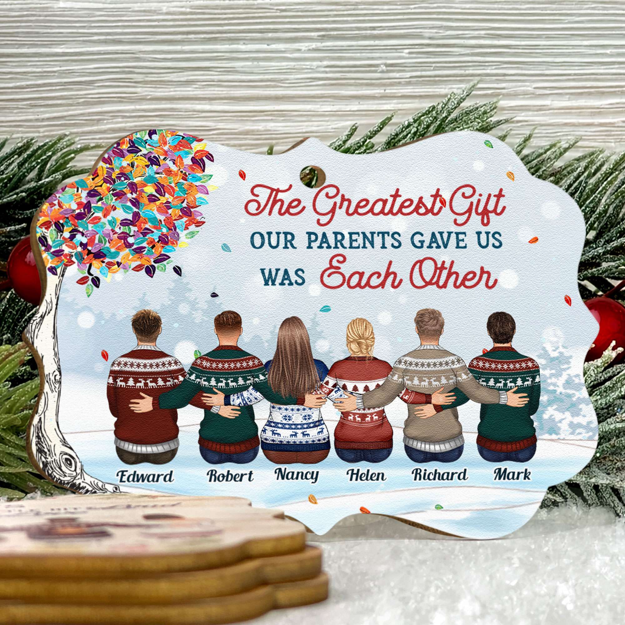 The Greatest Gift For Christmas - Personalized Wooden/Aluminum Ornament - Christmas Gift For Family Members, Brothers And Sisters - Image 3