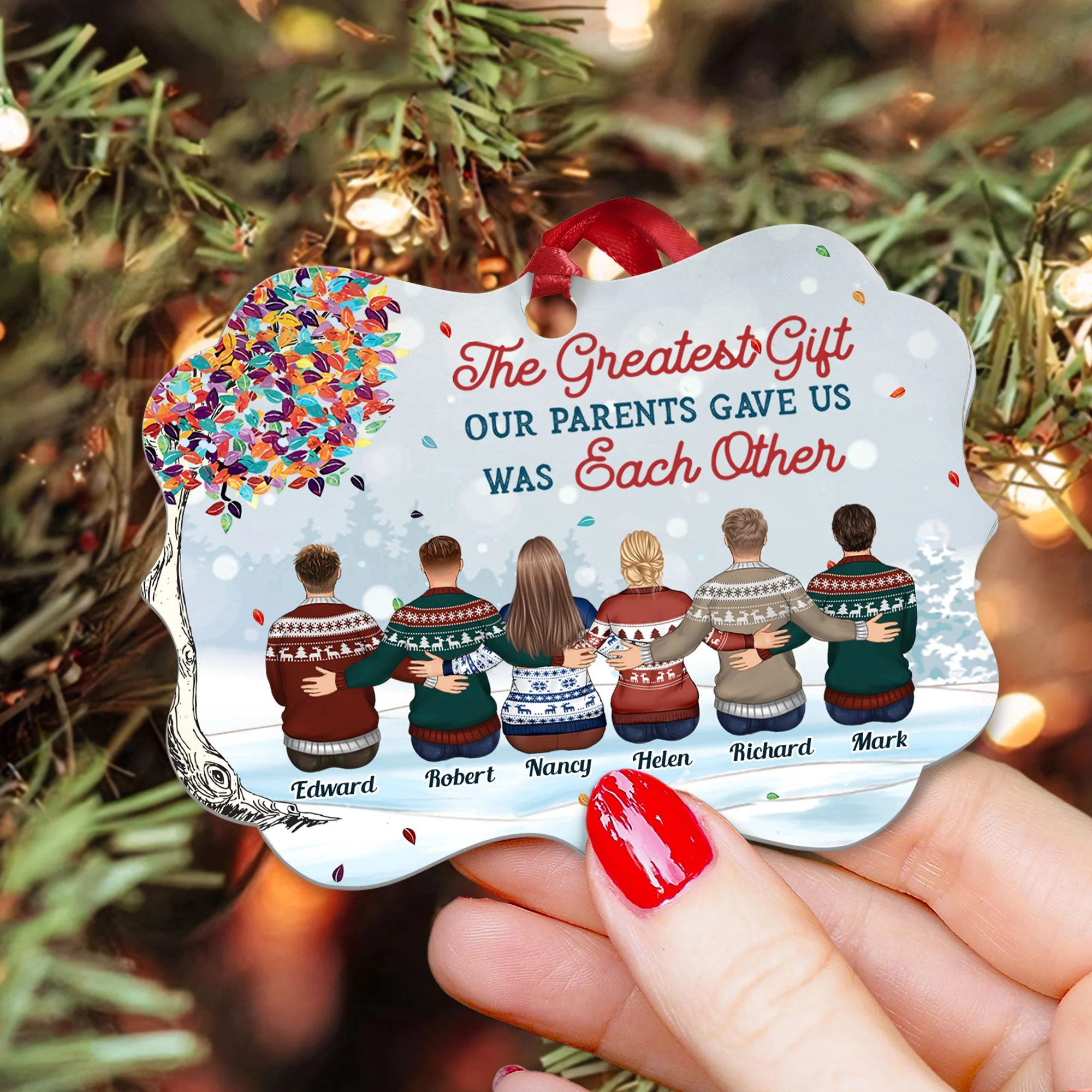 The Greatest Gift For Christmas - Personalized Wooden/Aluminum Ornament - Christmas Gift For Family Members, Brothers And Sisters - Image 5