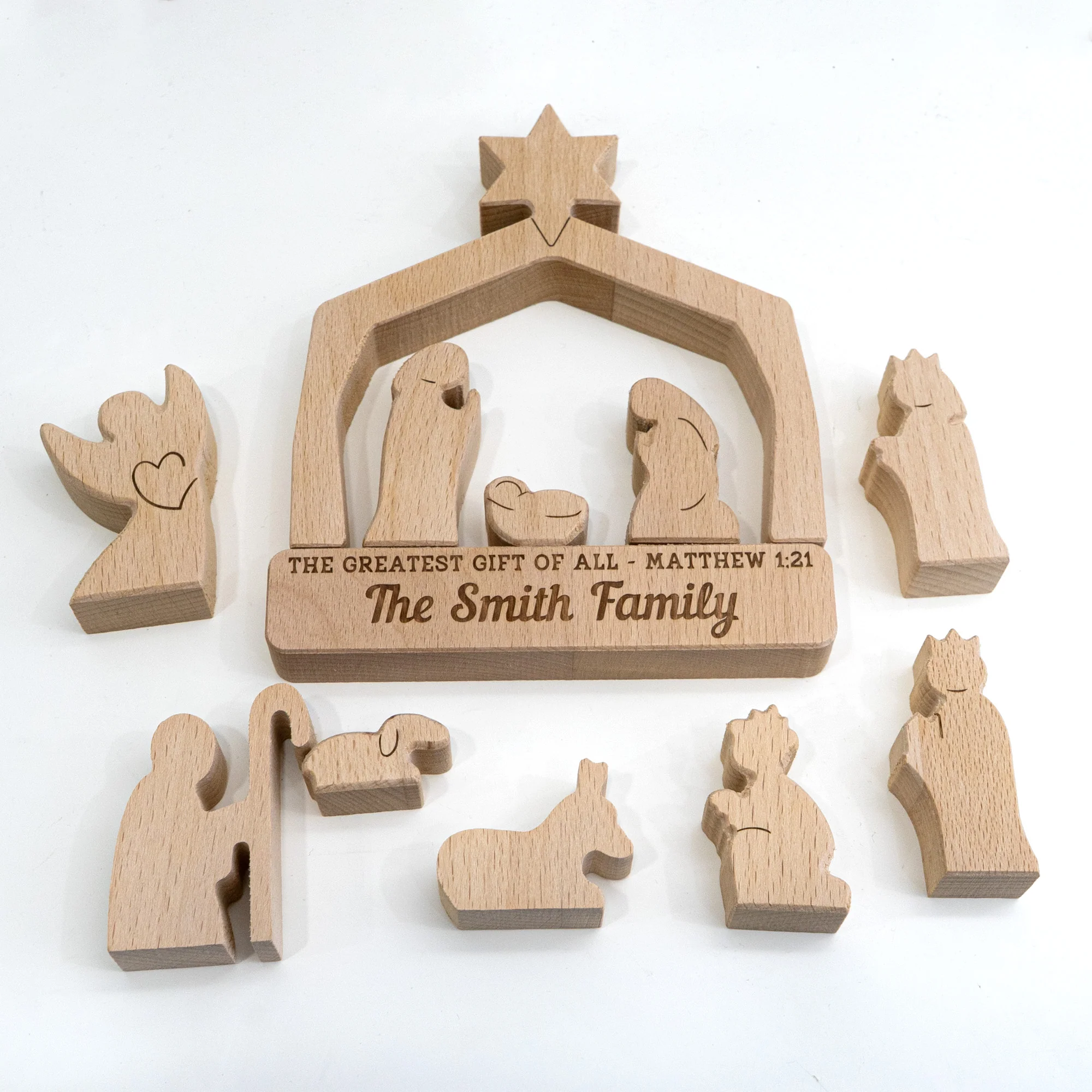 The Greatest Gift Of All - Personalized Wooden Nativity Scene Set - Image 6