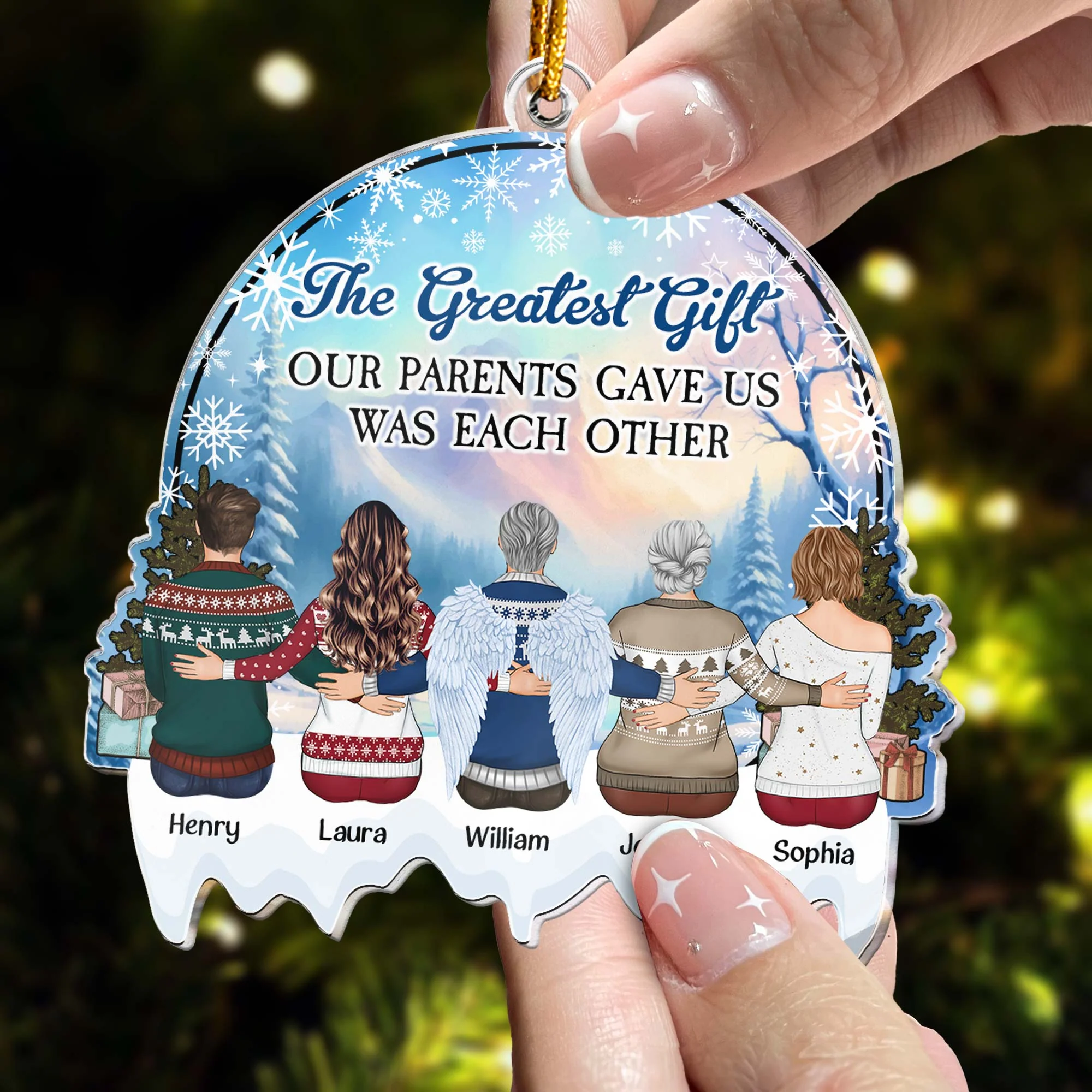 The Greatest Gift Our Parents Gave Us Was Each Other - Personalized Acrylic Ornament - Image 2