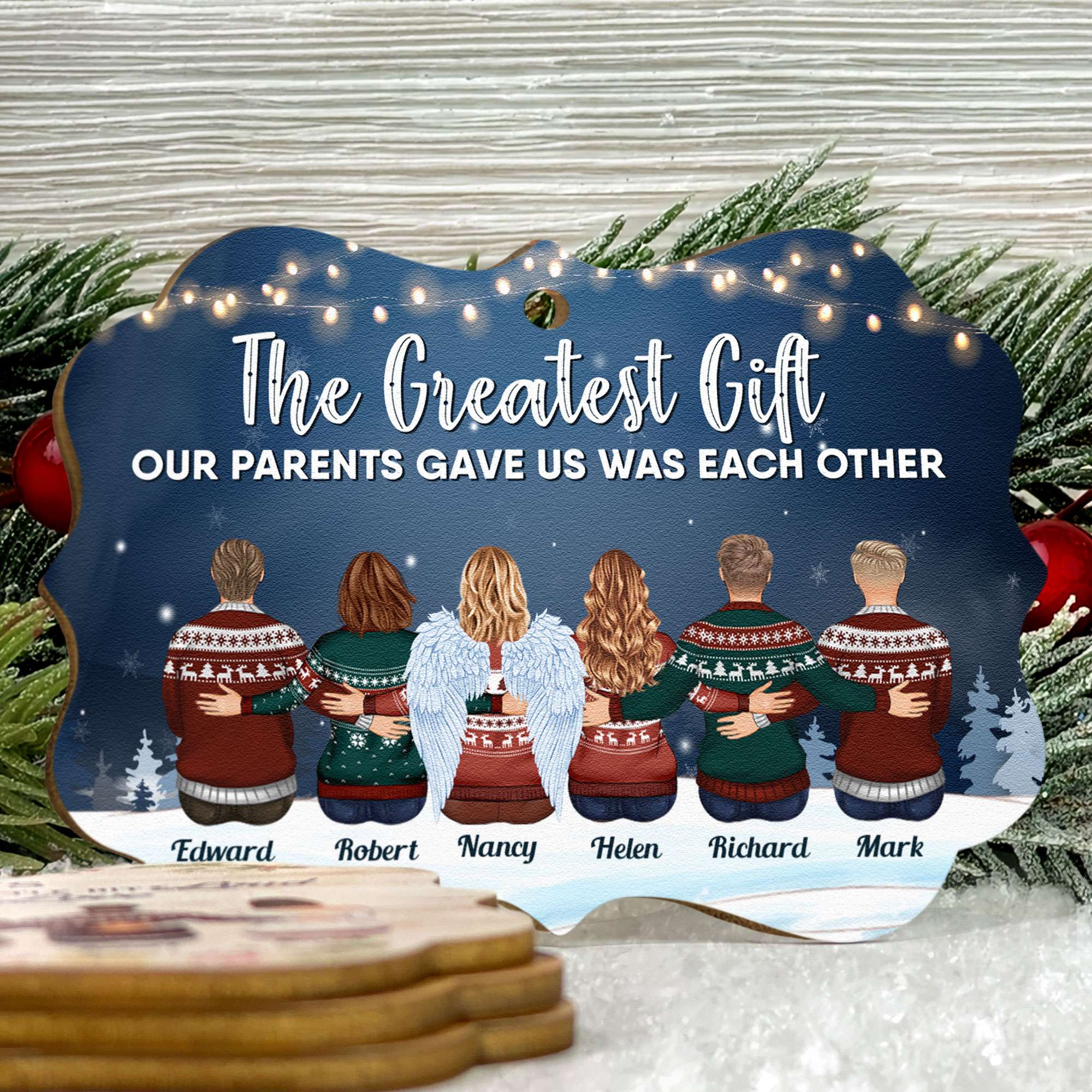 The Greatest Gift Our Parents Gave Us Was Each Other - Personalized Aluminum/Wooden Ornament - Image 6