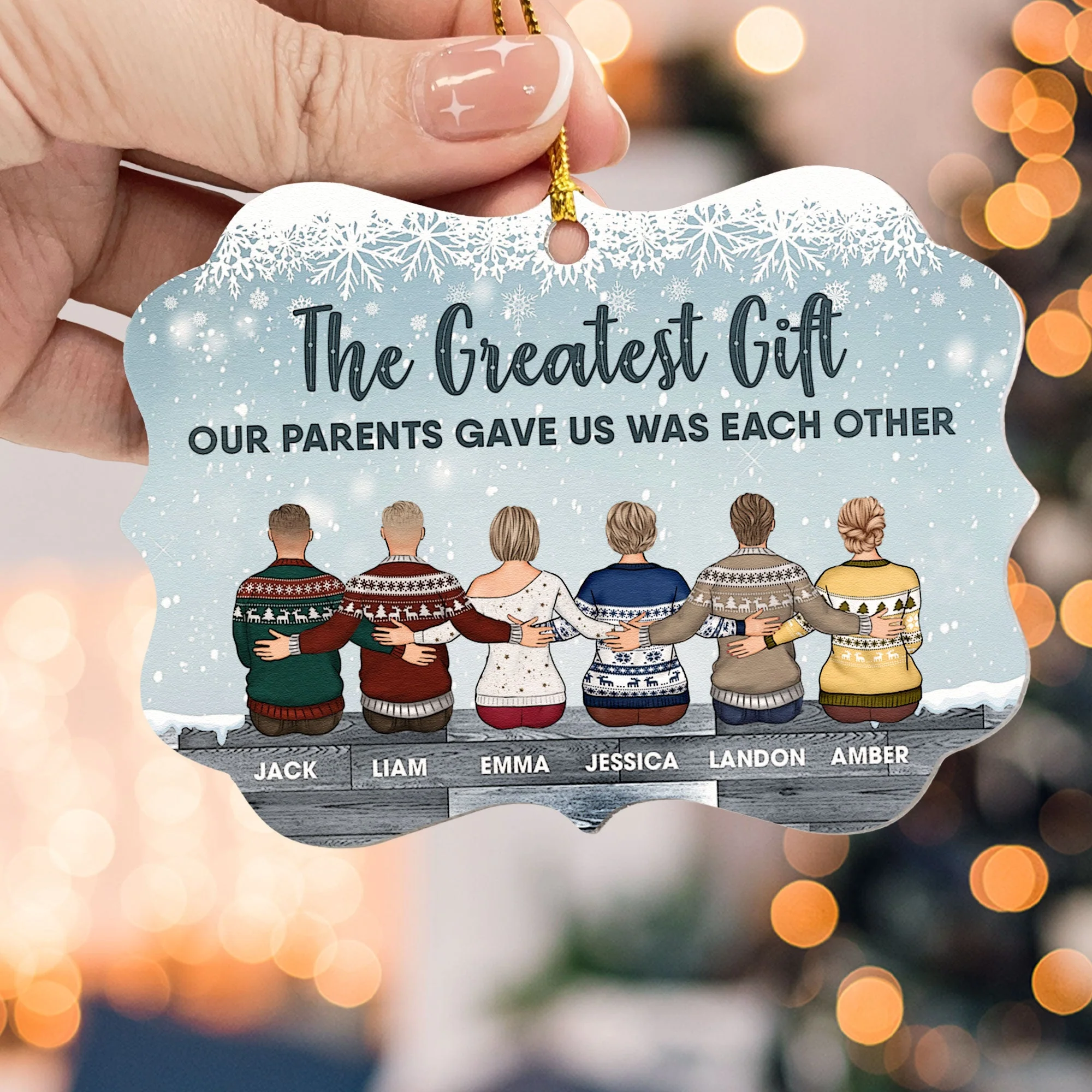 The Greatest Gift Our Parents Gave Us Was Each Other - Personalized Aluminum/Wooden Ornament - Image 5