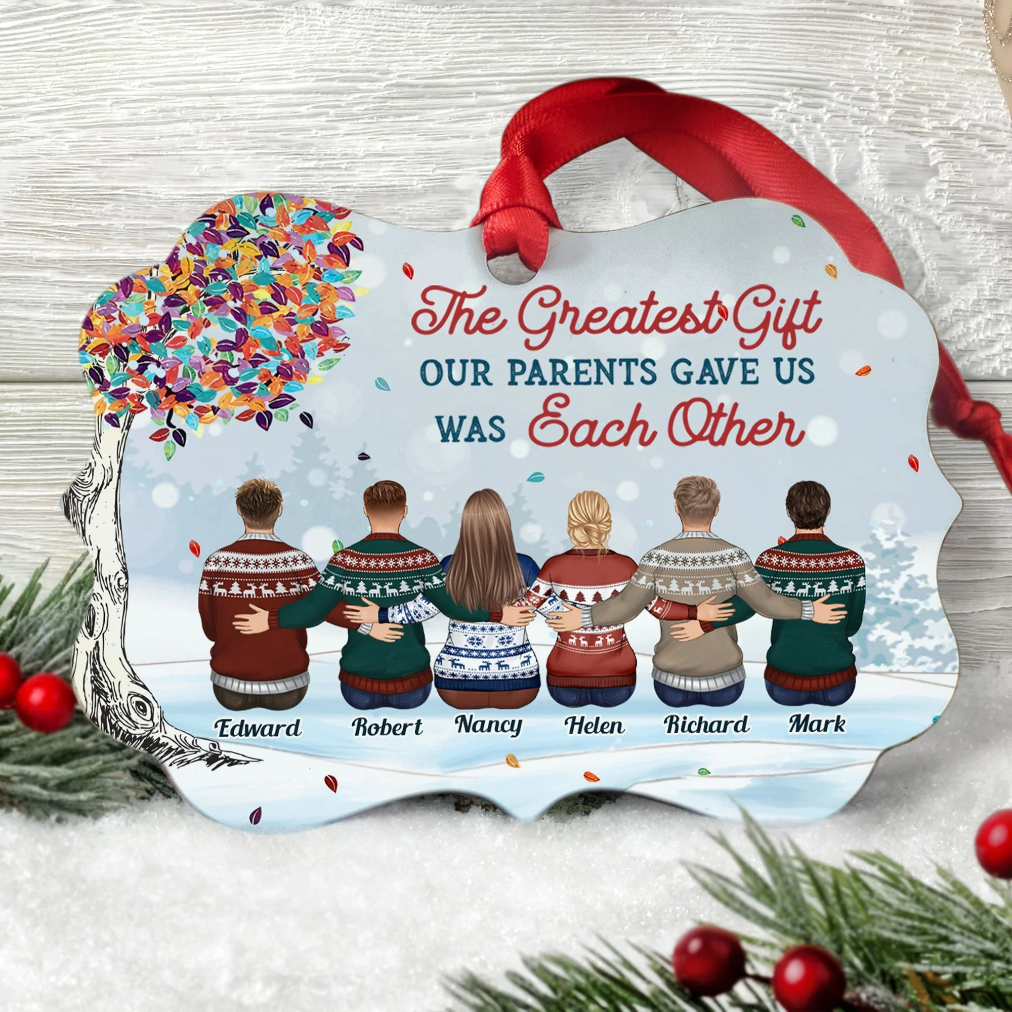 The Greatest Gift Our Parents Gave Us Was Each Other - Personalized Ceramic Ornament - Christmas Gift For Family Members, Brothers, Sisters - Image 12