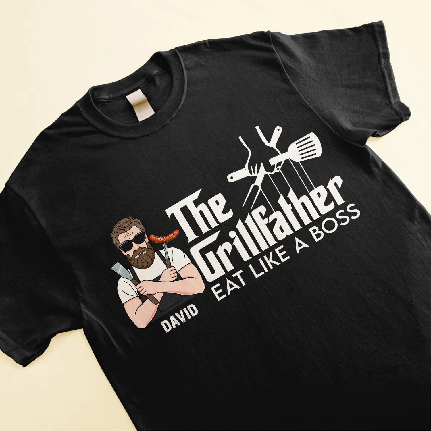The Grillfather Eat Like A Boss  - Personalized Shirt - Father's Day, Birthday, Funny Gift For Dad, Father, Husband - Image 3