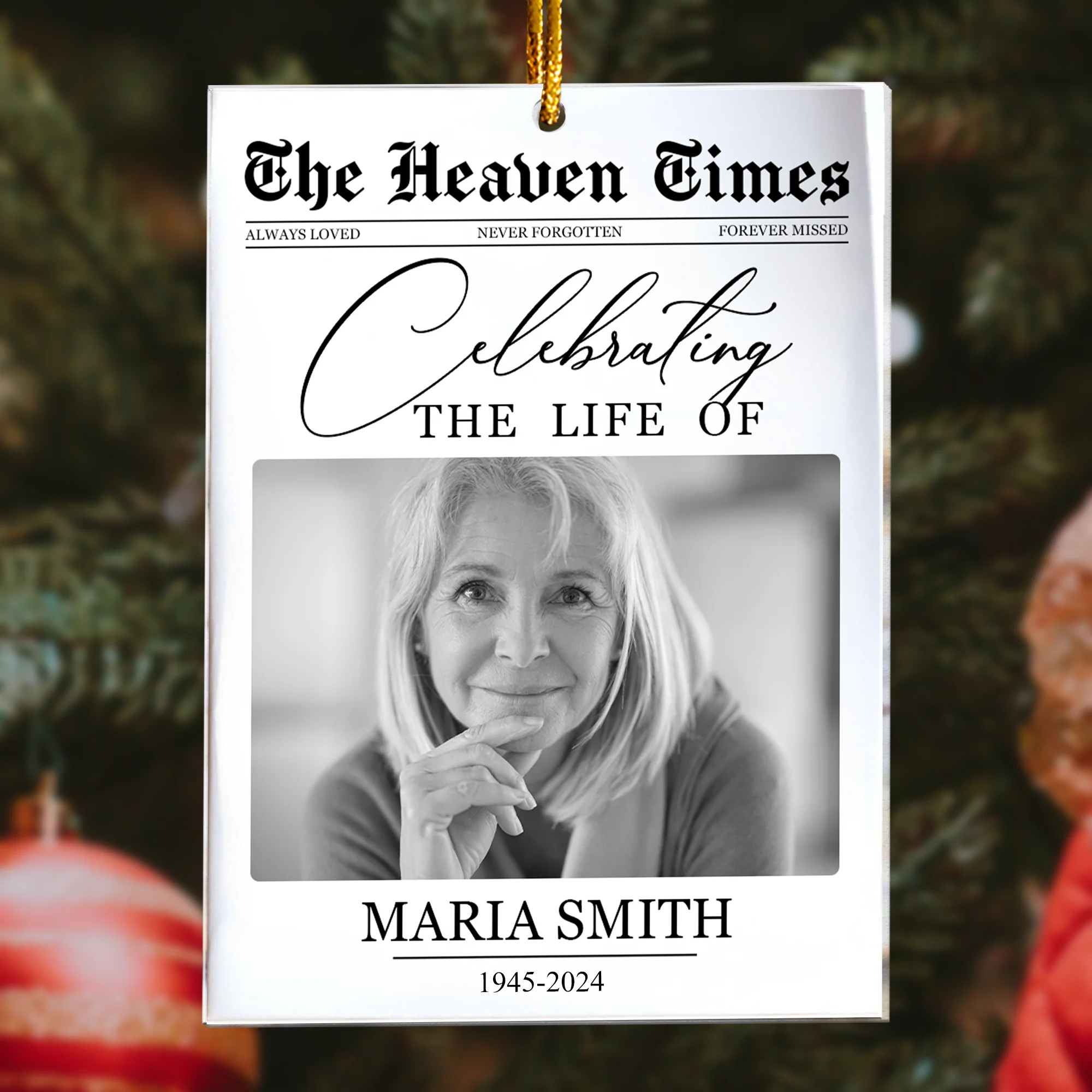 The Heaven Times - In Loving Memory Of Mom, Dad - Personalized Acrylic Photo Ornament - Image 2