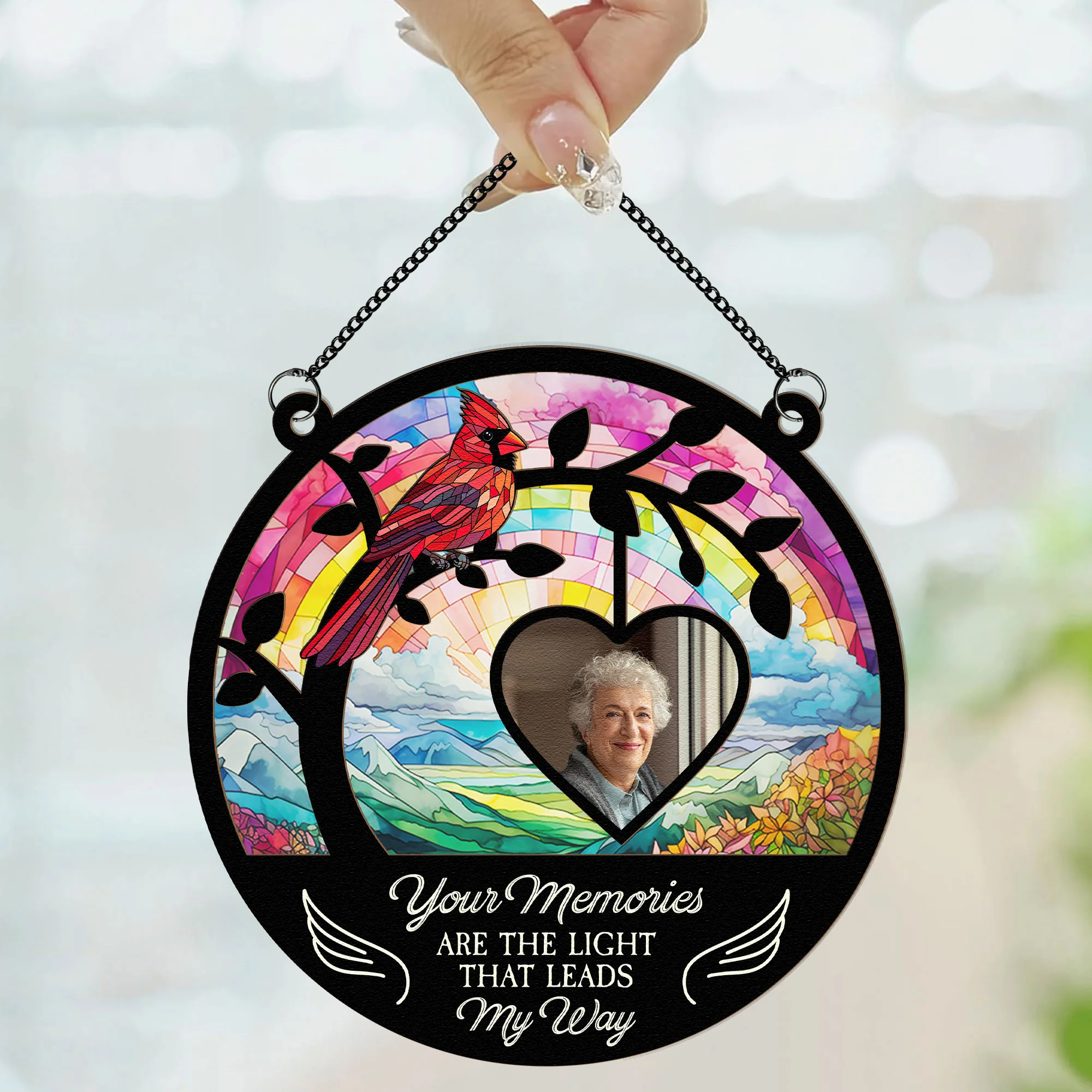 The Light That Leads My Way - Personalized Window Hanging Suncatcher Photo Ornament - Image 2
