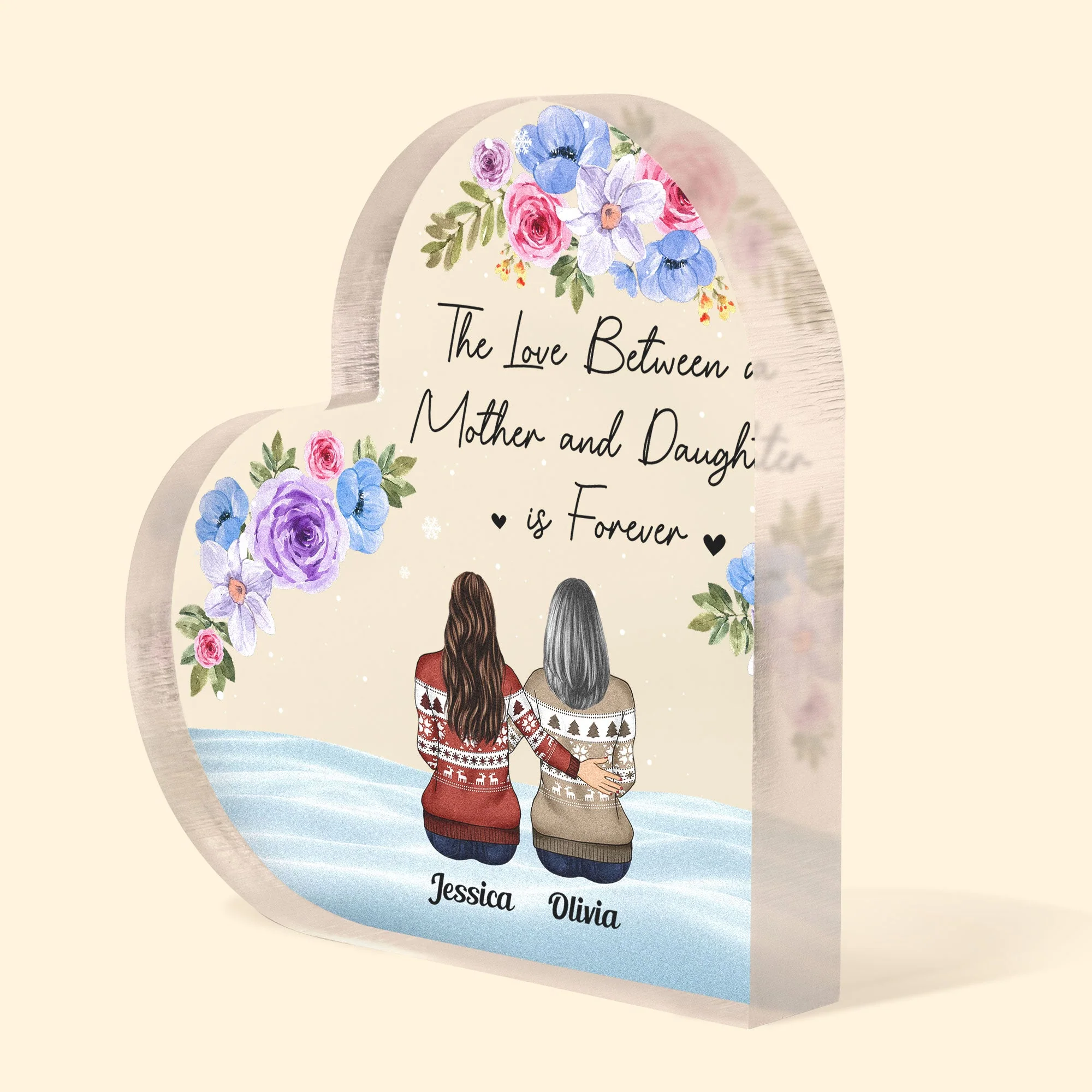 The Love Between A Mother And Children Is Forever - Personalized Heart Shaped Acrylic Plaque - Image 2