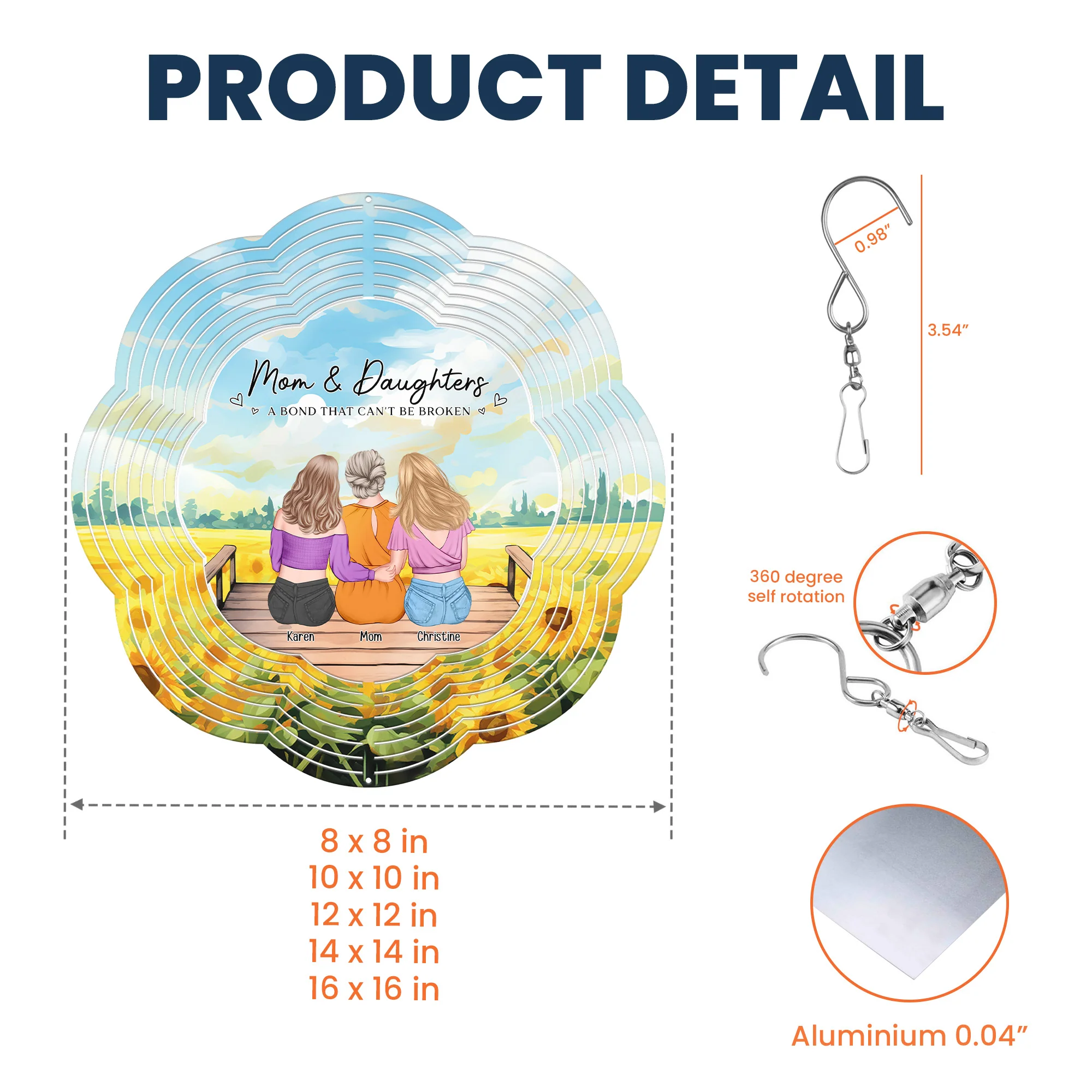 The Love Between A Mother And Children Is Forever - Personalized Wind Spinner - Image 4