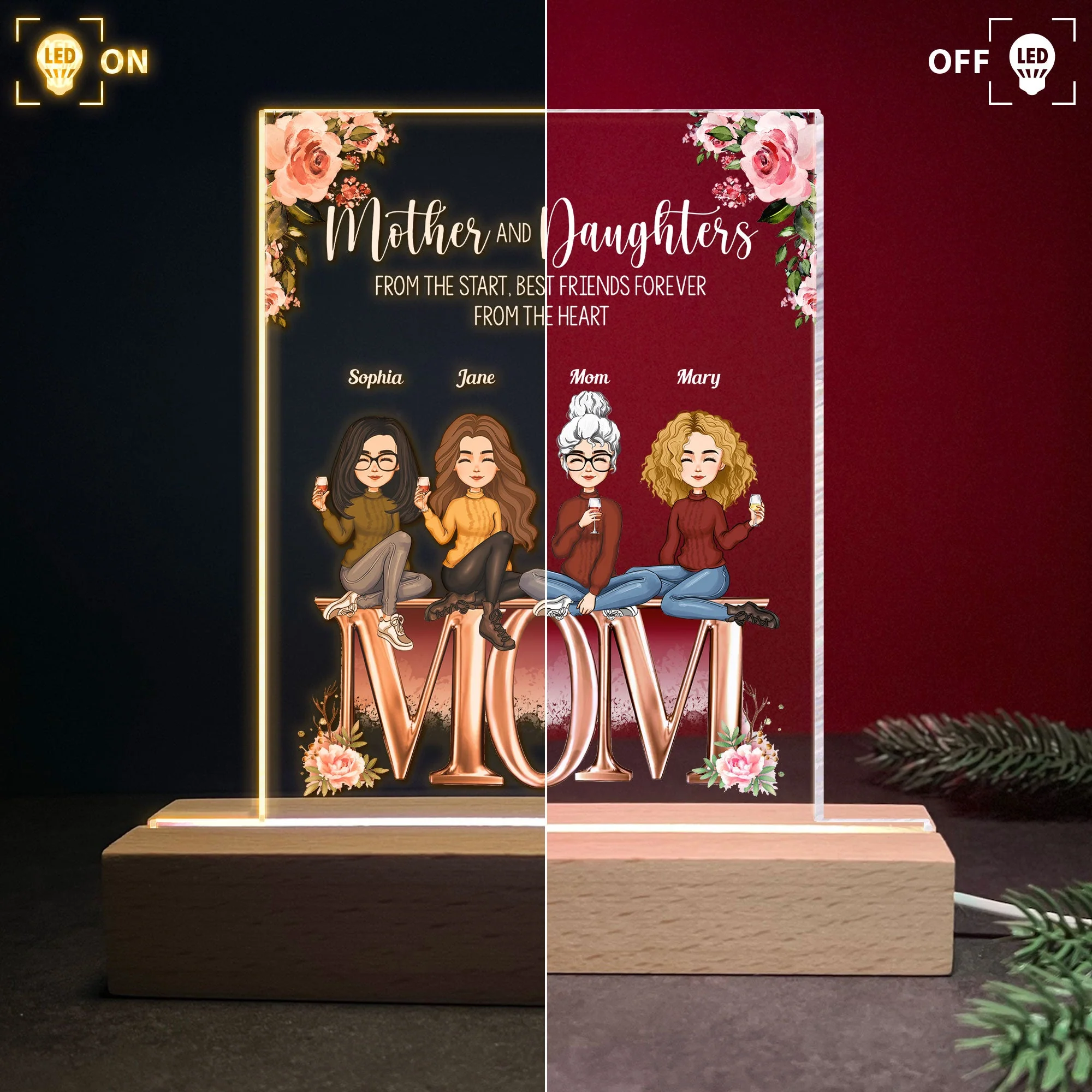 The Love Between A Mother And Children - Personalized LED Light - Image 3