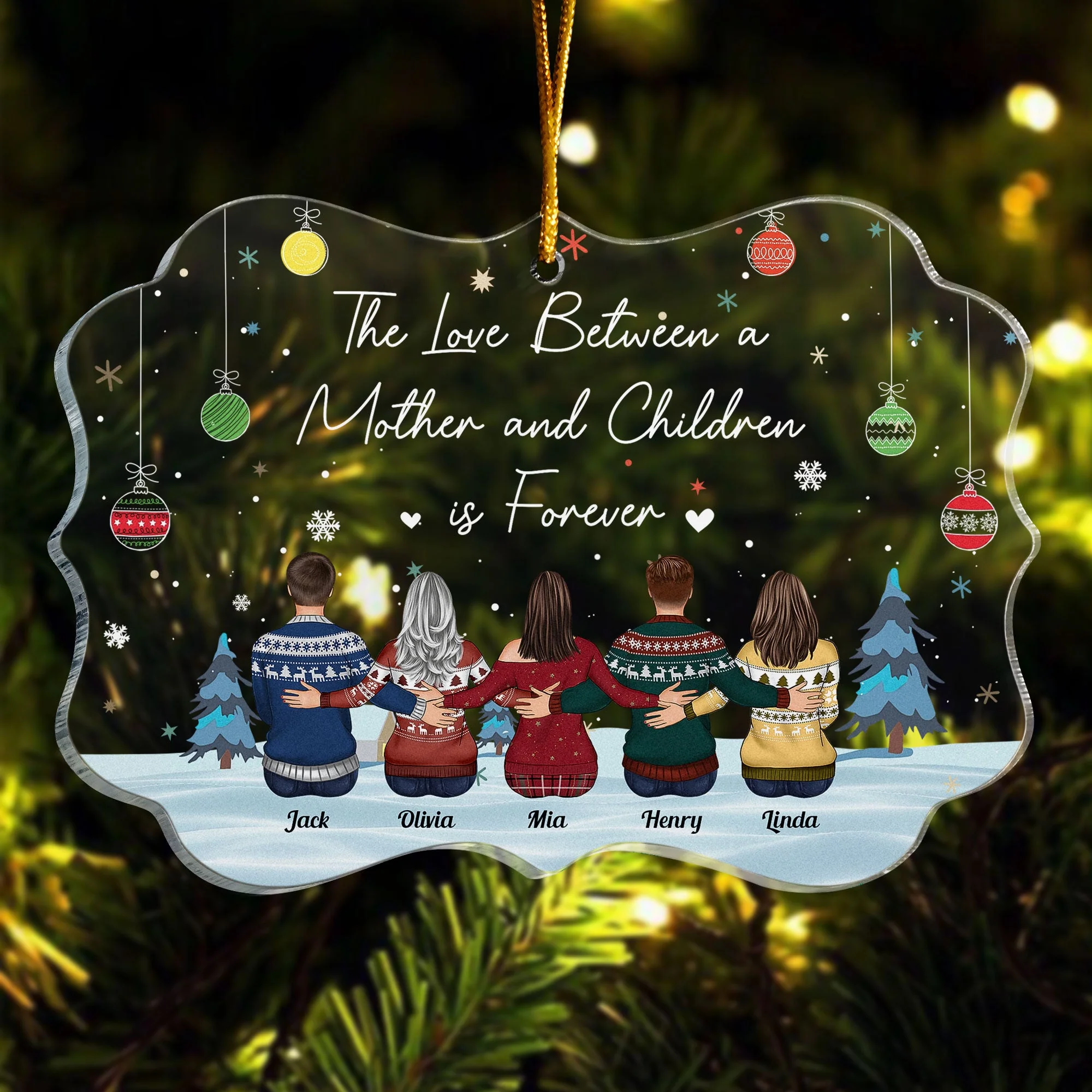 The Love Between A Mother And Daughter Is Forever - Personalized Acrylic Ornament - Image 2