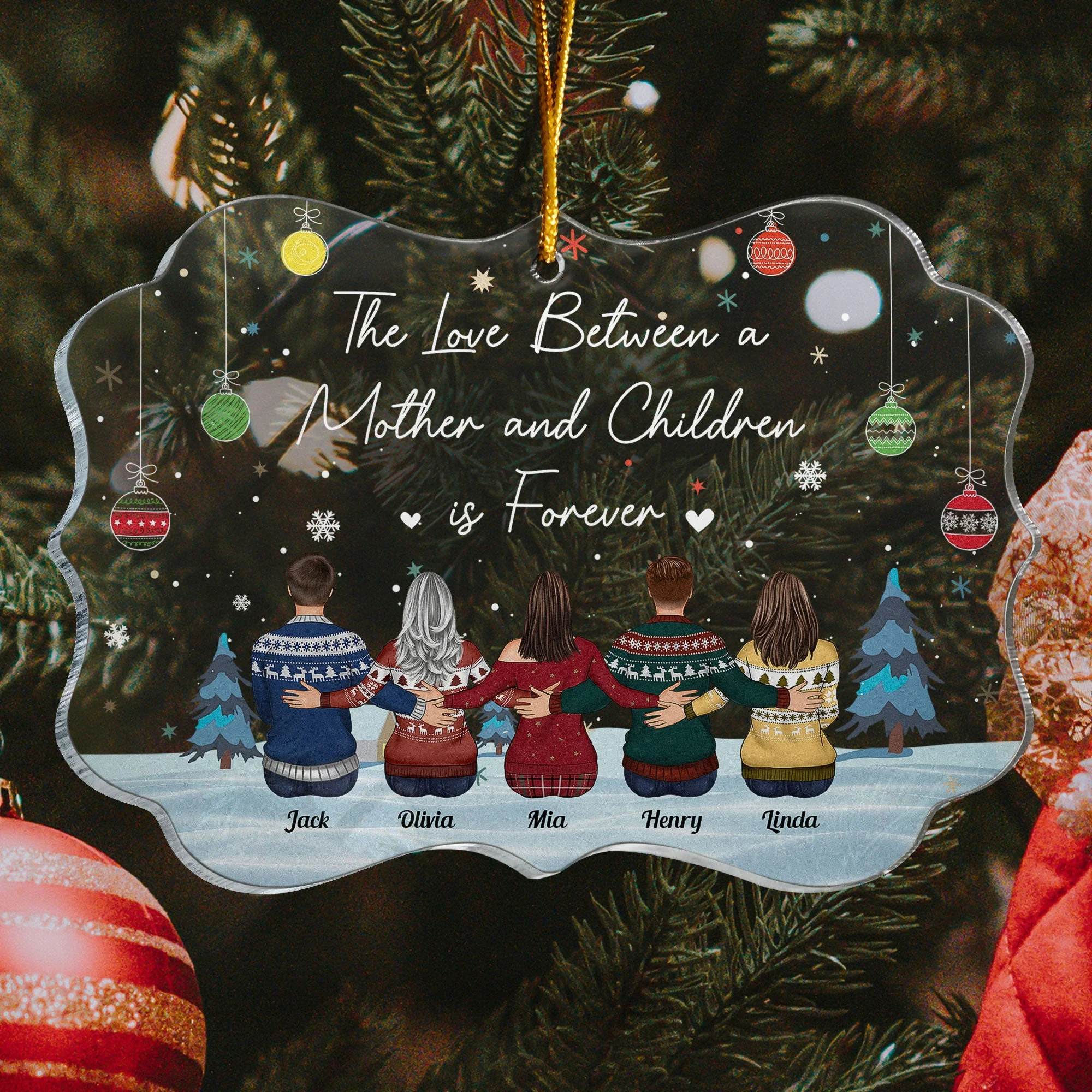 The Love Between A Mother And Daughter Is Forever - Personalized Acrylic Ornament - Image 4