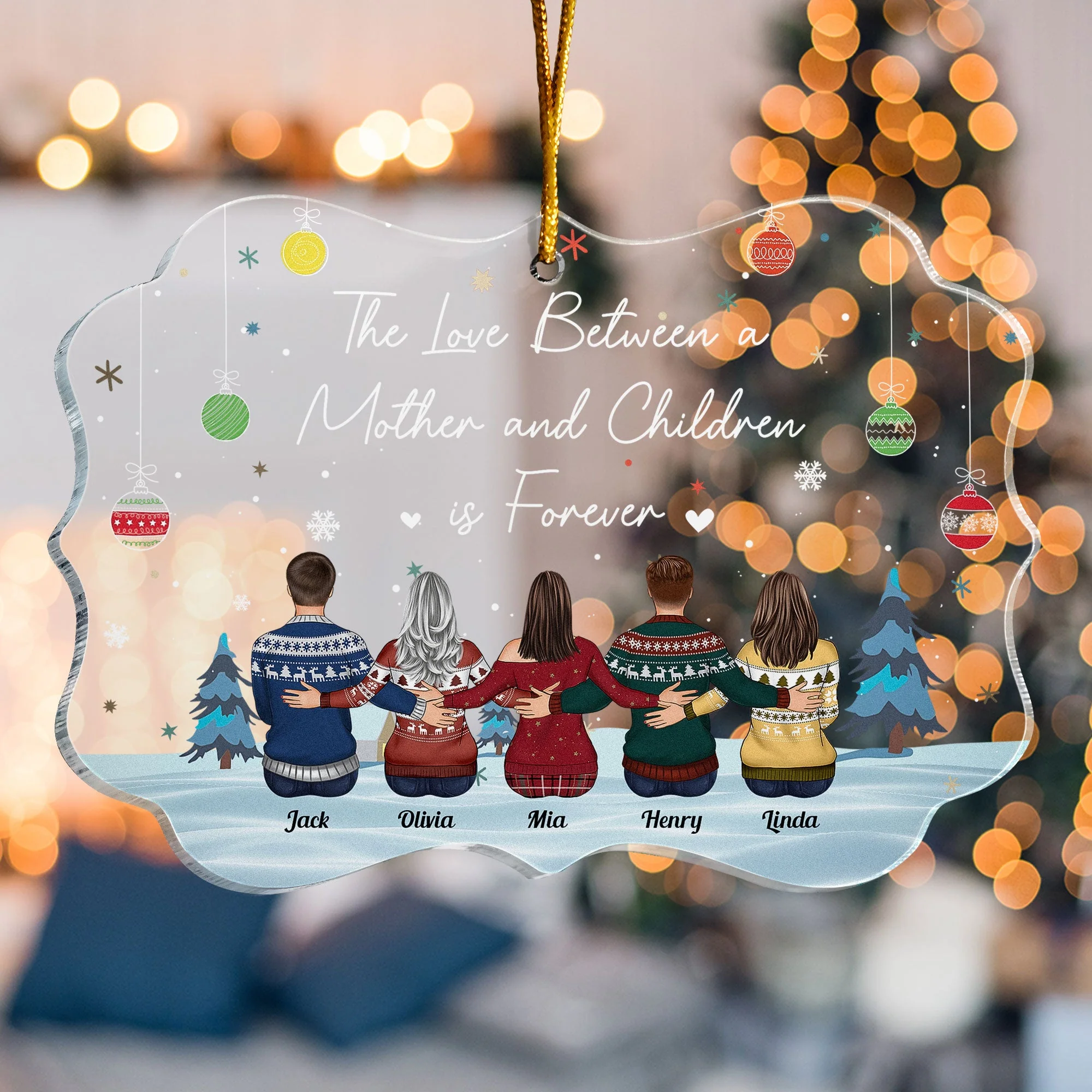 The Love Between A Mother And Daughter Is Forever - Personalized Acrylic Ornament - Image 5