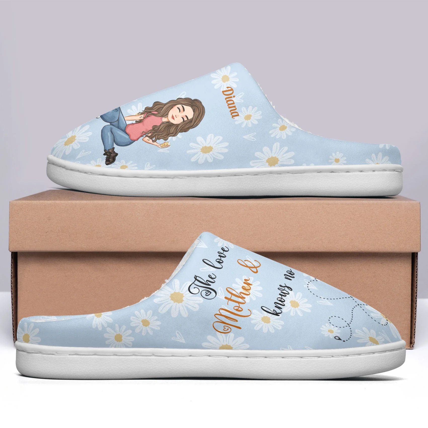 The Love Between A Mother & Children - Personalized Slippers - Image 2