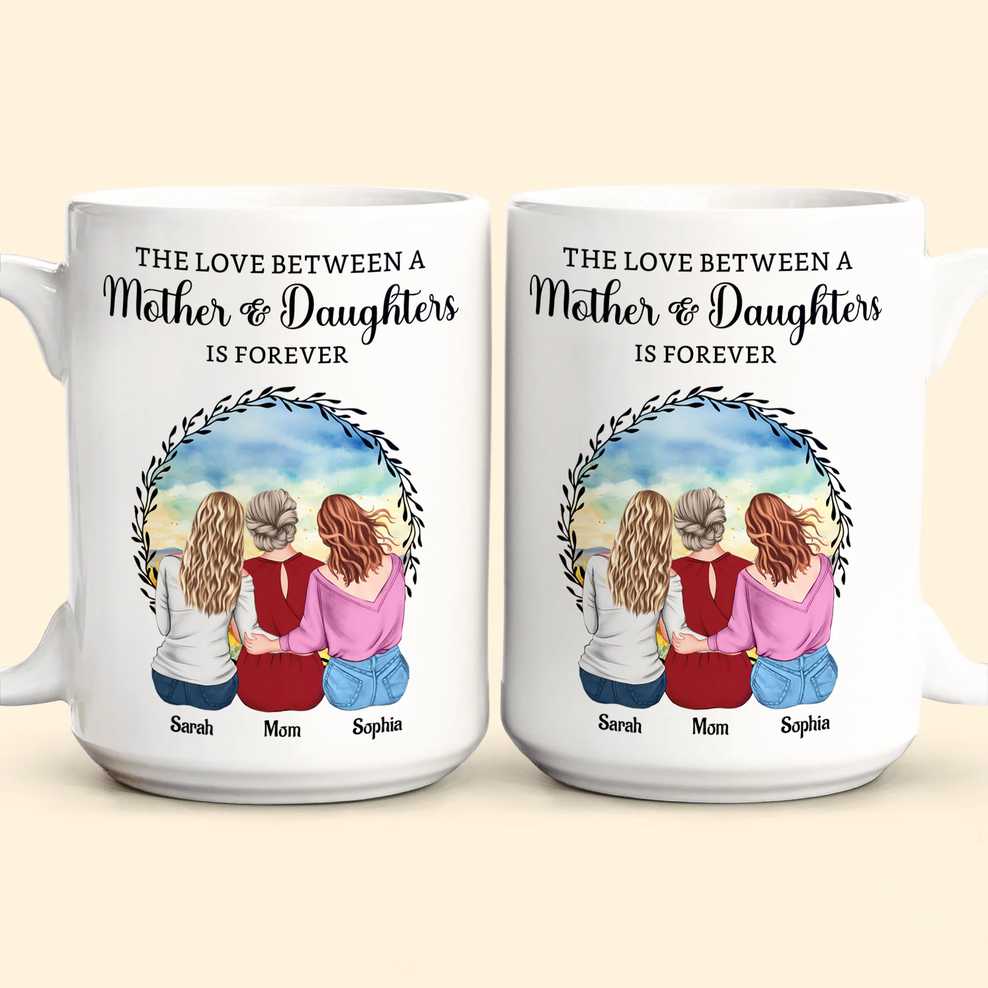 The Love Between A Mother & Daughters - Personalized Mug - Image 2
