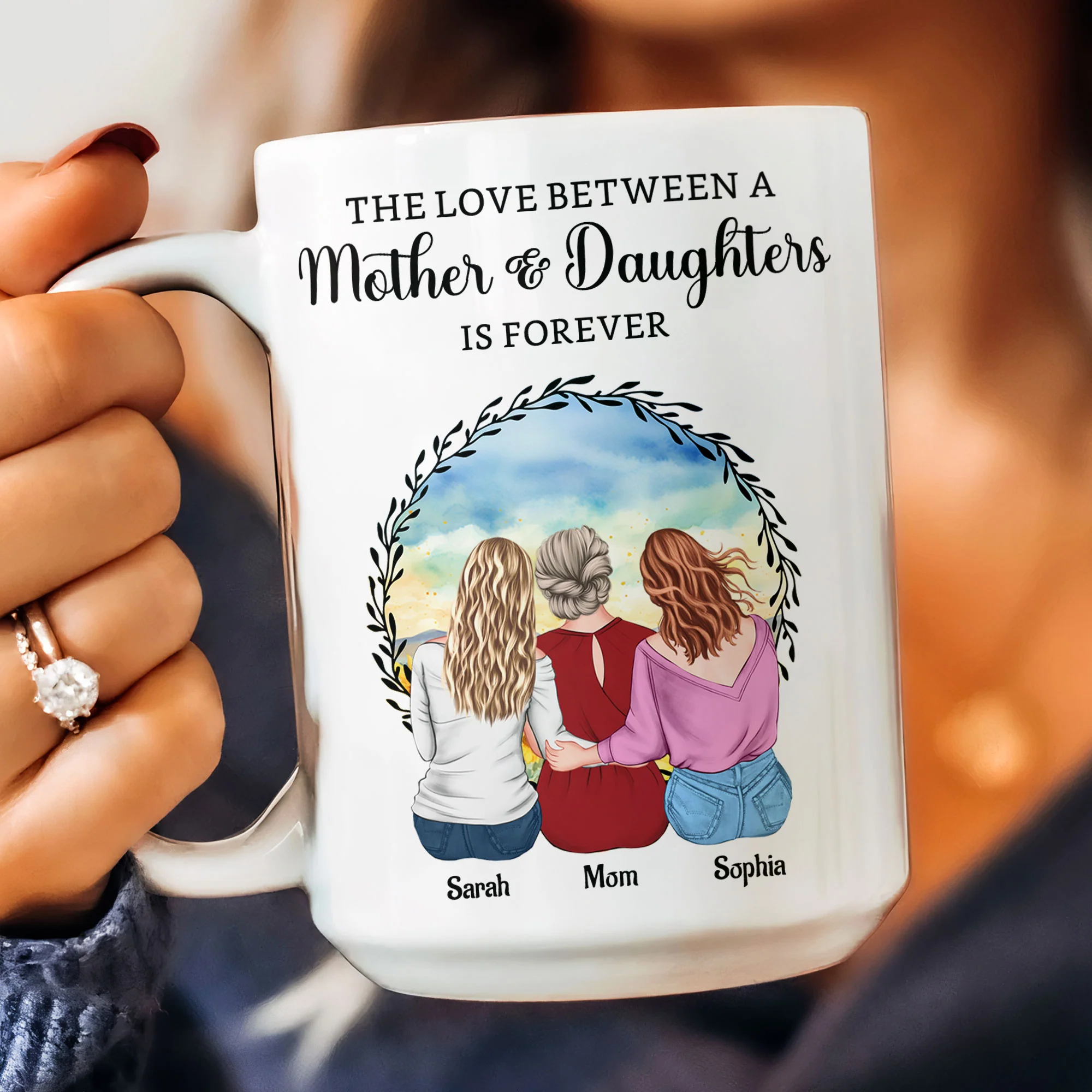 The Love Between A Mother & Daughters - Personalized Mug - Image 4