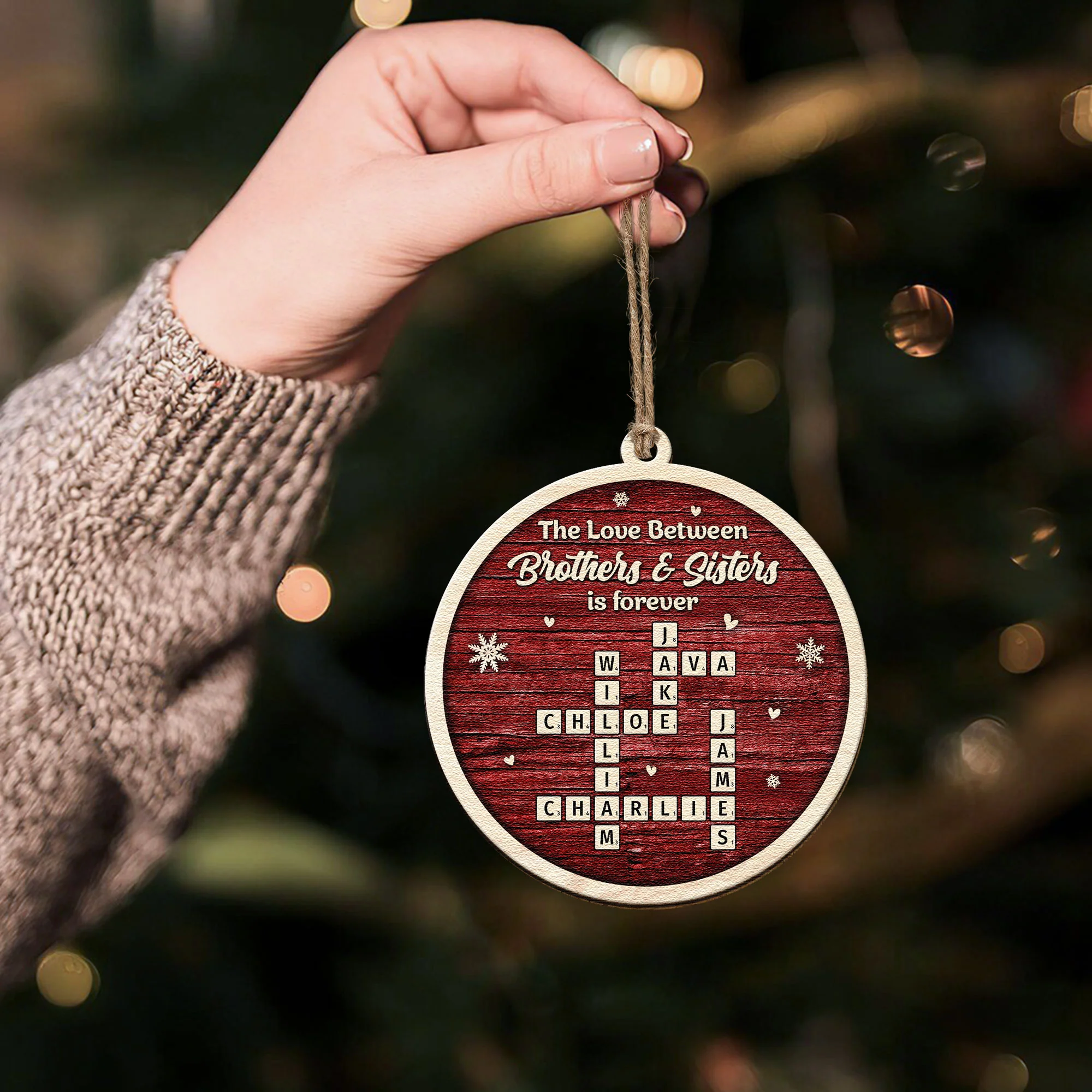 The Love Between Brothers And Sisters Is Forever - Personalized Wooden Ornament - Image 4
