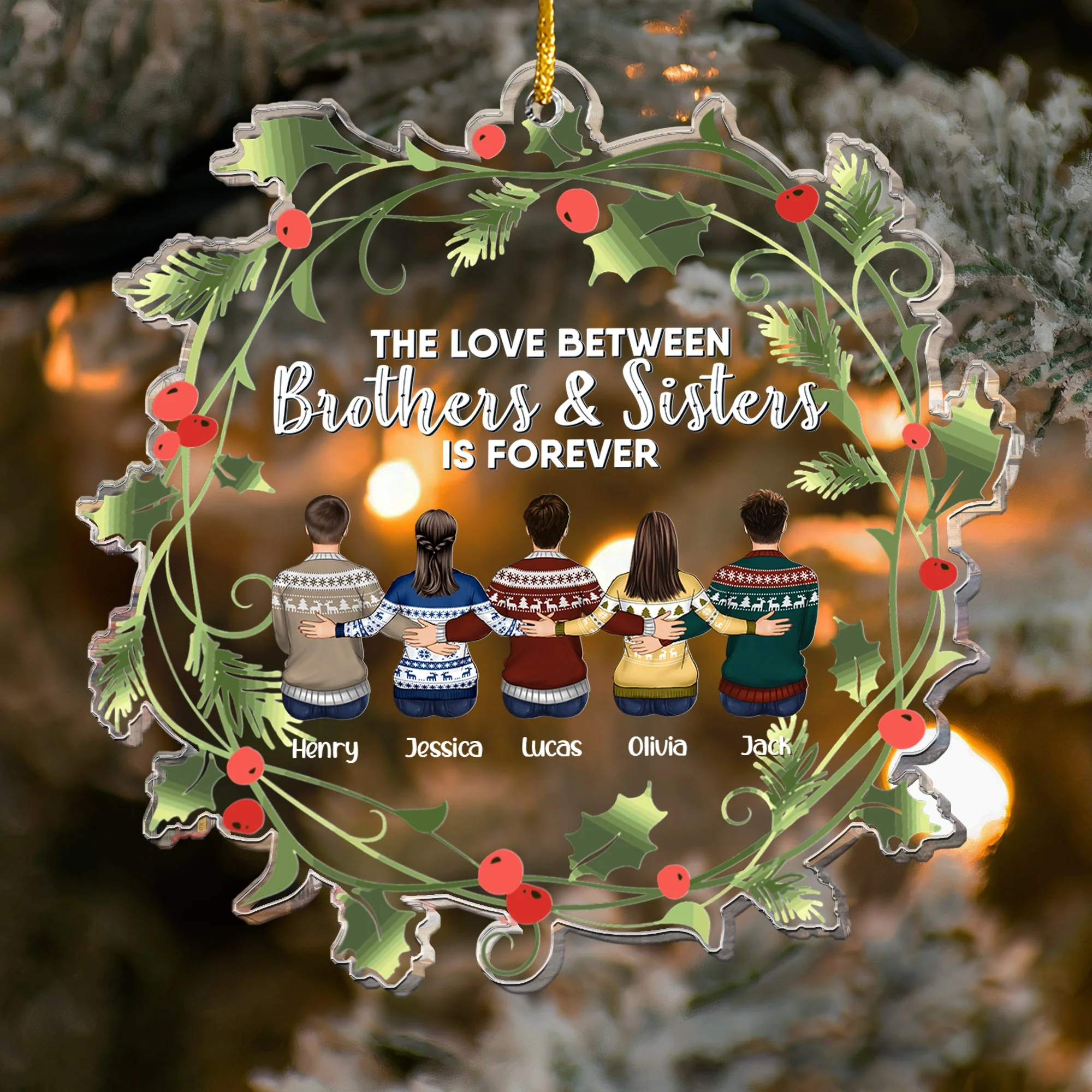 The Love Between Brothers & Sisters Is Forever - Personalized Acrylic Ornament - Image 5
