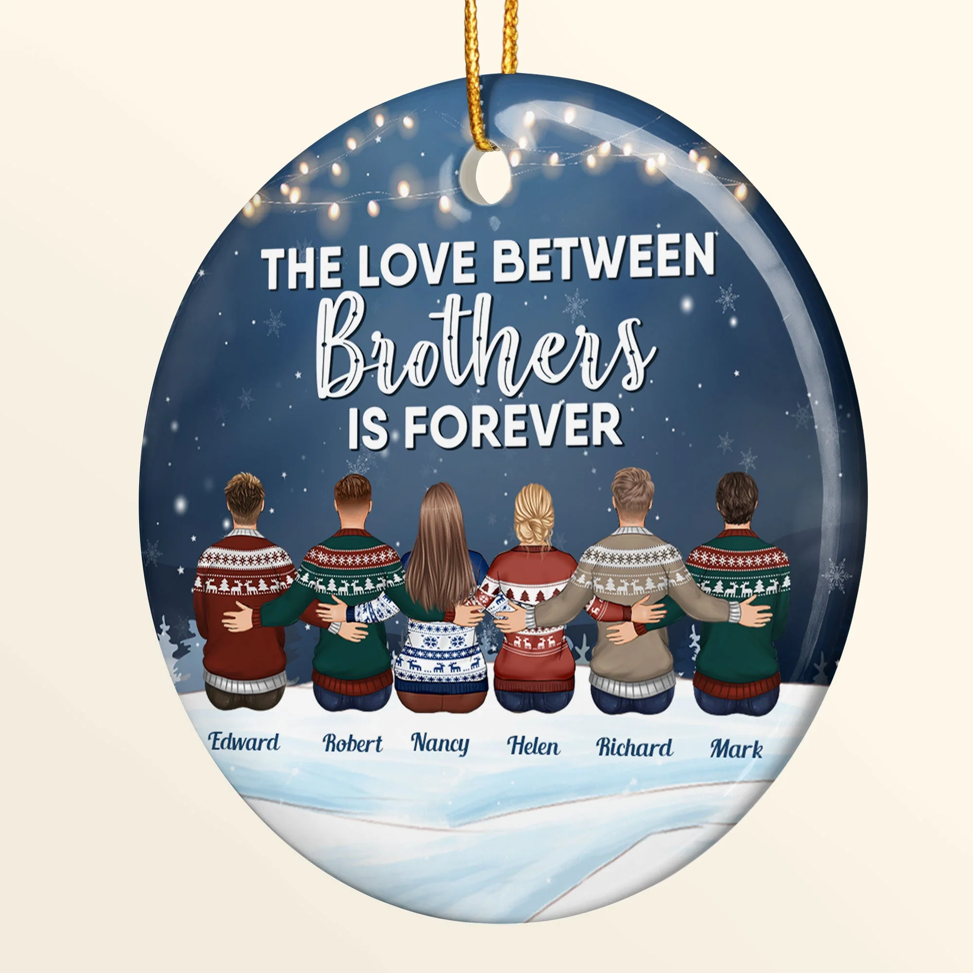 The Love Between Brothers & Sisters Is Forever - Personalized Ceramic Ornament - Family Hugging - Image 3