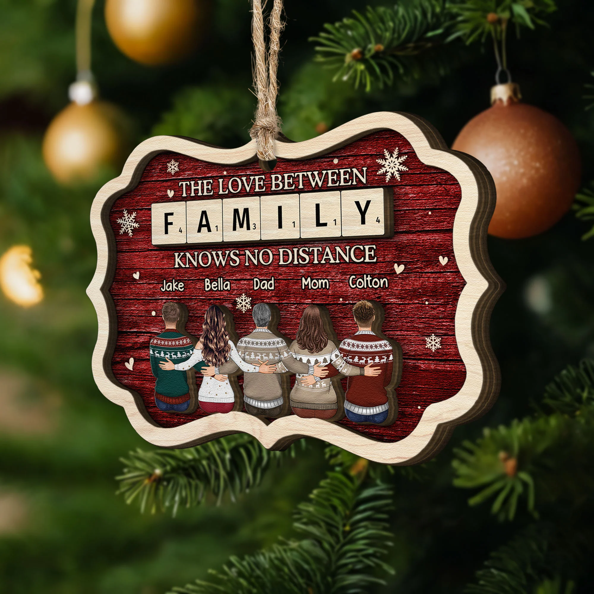 The Love Between Family Christmas - Personalized Wooden Ornament - Image 2