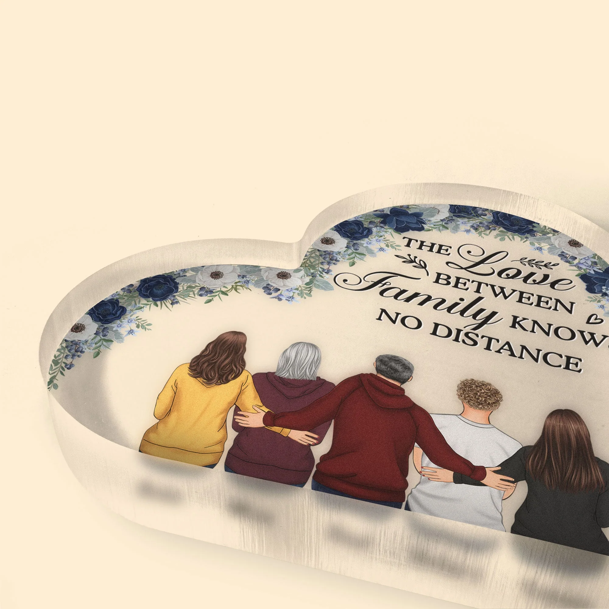 The Love Between Family - Personalized Heart Shaped Acrylic Plaque - Image 3
