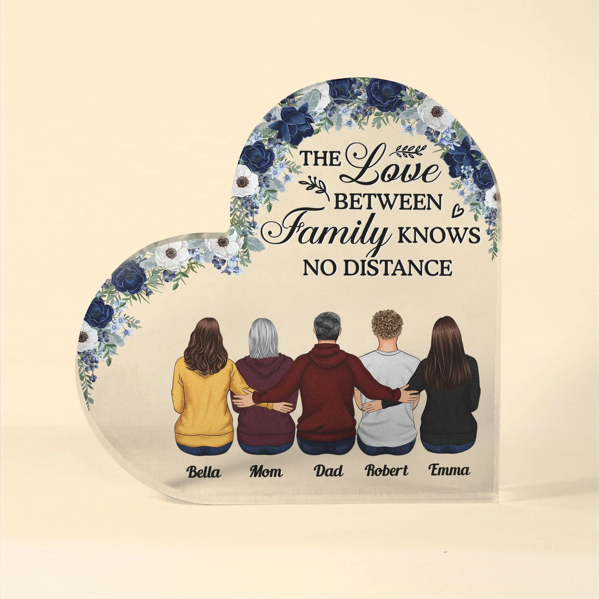 The Love Between Family - Personalized Heart Shaped Acrylic Plaque - Image 4