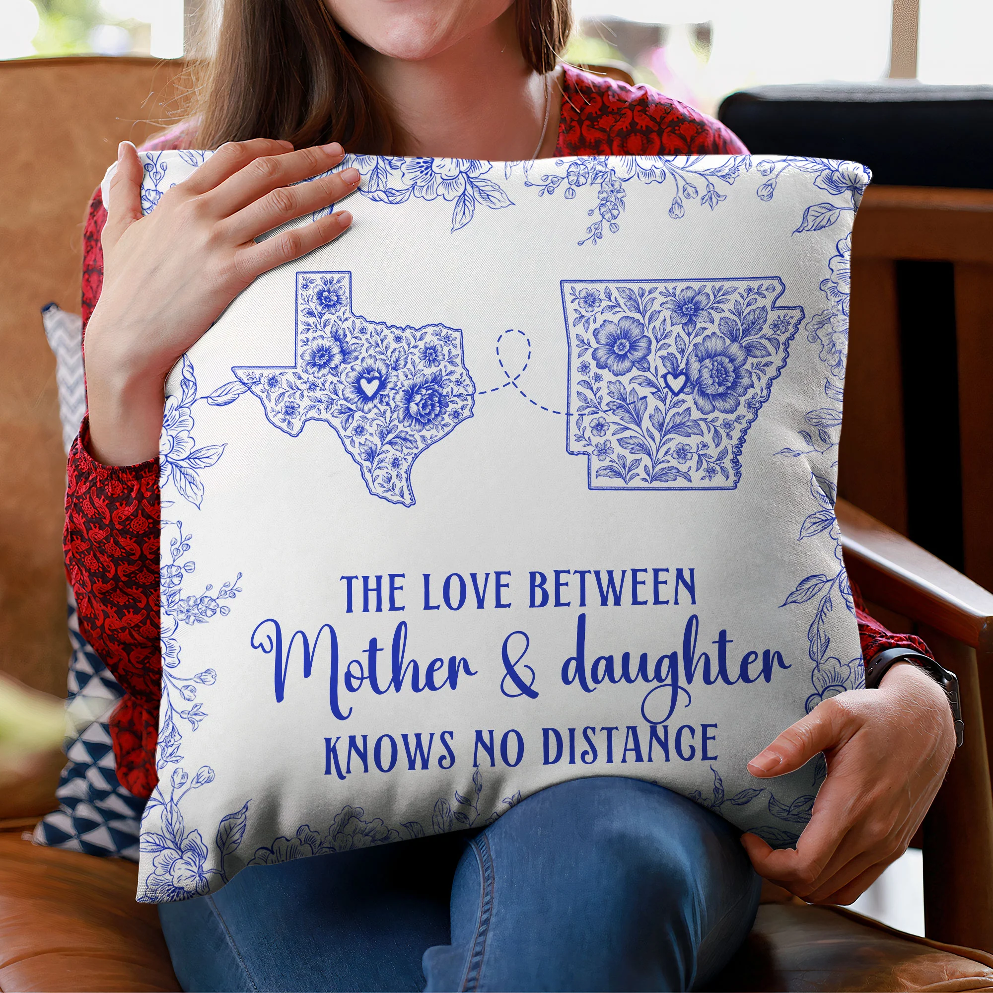 The Love Between Mother & Daughter - Personalized Pillow (Insert Included) - Image 2