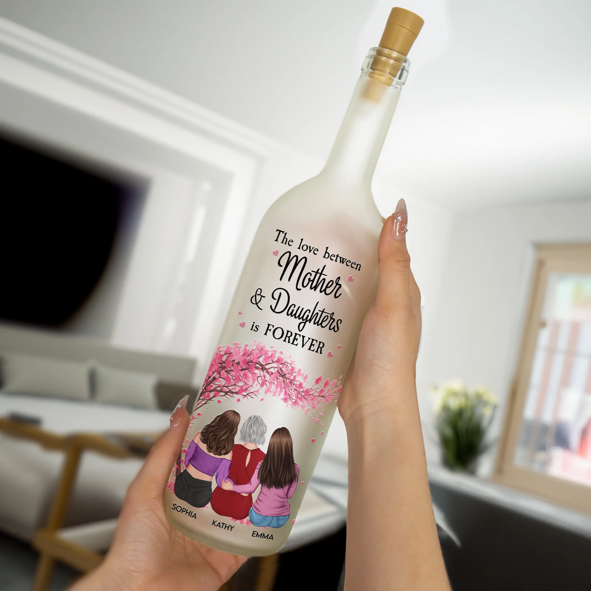 The Love Between Mother & Daughters Is Forever - Personalized Bottle Lamp - Image 3