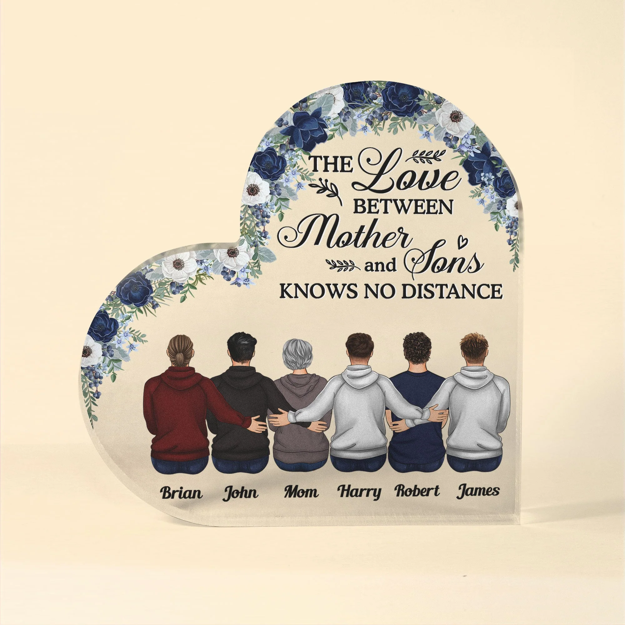 The Love Between Mother & Son - Personalized Heart Shaped Acrylic Plaque - Image 4