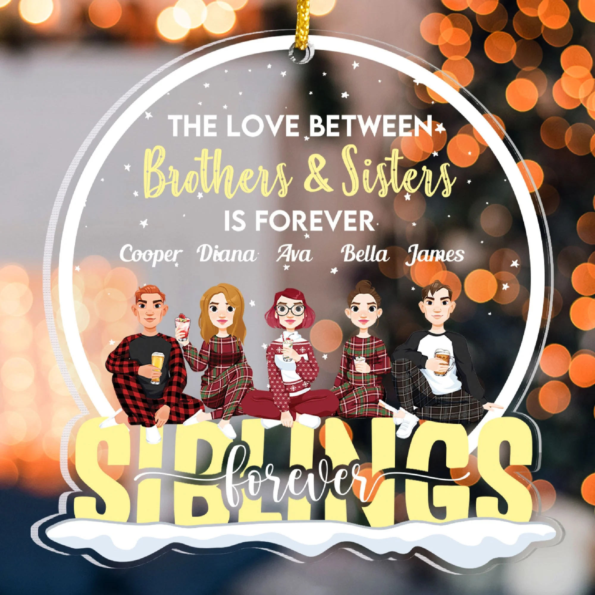 The Love Is Forever - Personalized Snow Globe Shaped Acrylic Ornament - Image 4