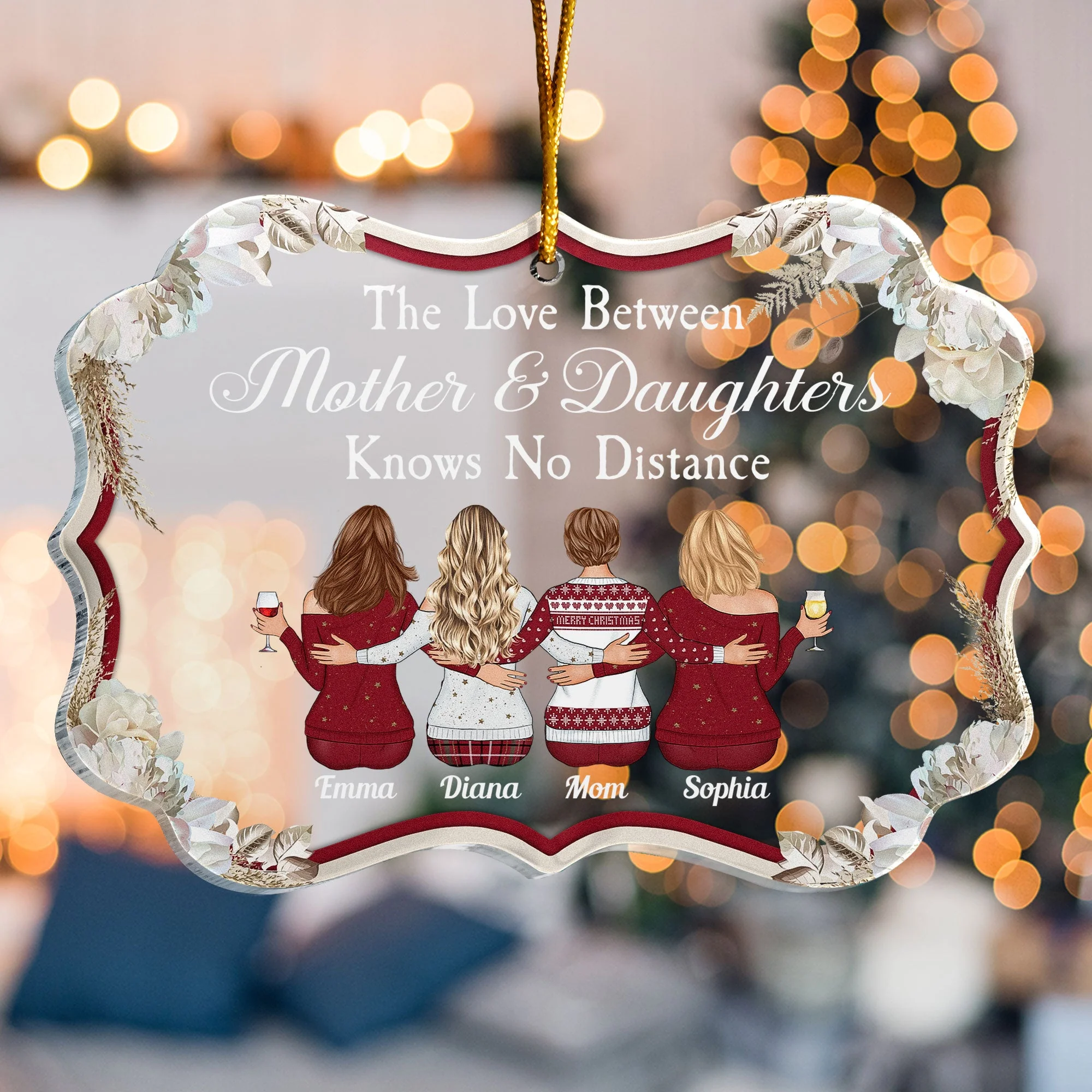 The Love Knows No Distance - Personalized Acrylic Ornament - Image 4