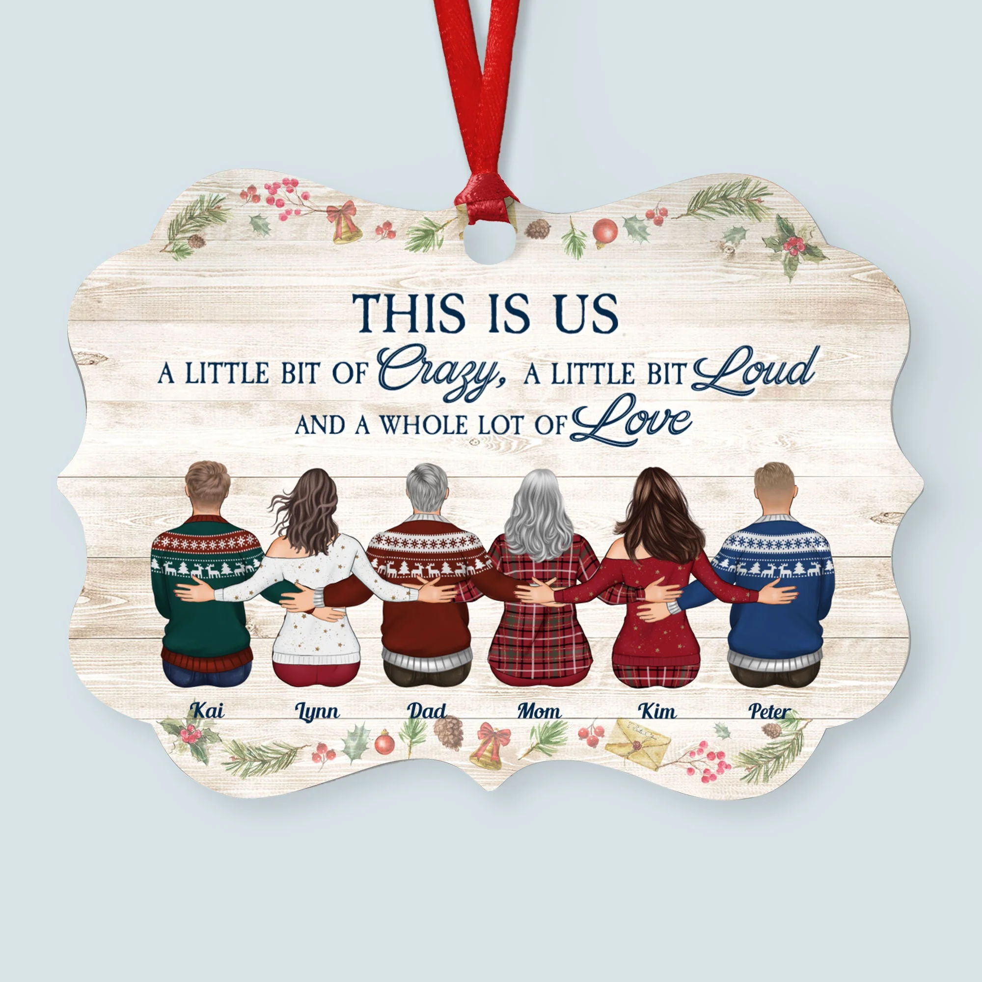 The Love Of Family Is Life's Greatest Blessing - Personalized Aluminum Ornament - Christmas Gift Family Ornament For Dad, Mom, Brothers, Sisters - Family Hugging - Image 8