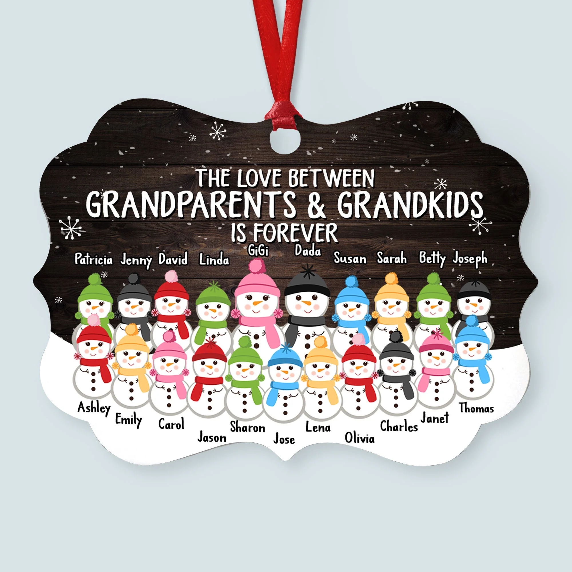 The Love Of Grandparents Is Forever (Up To 20 Kids) - Personalized Ornament - Snowman Family - Image 2