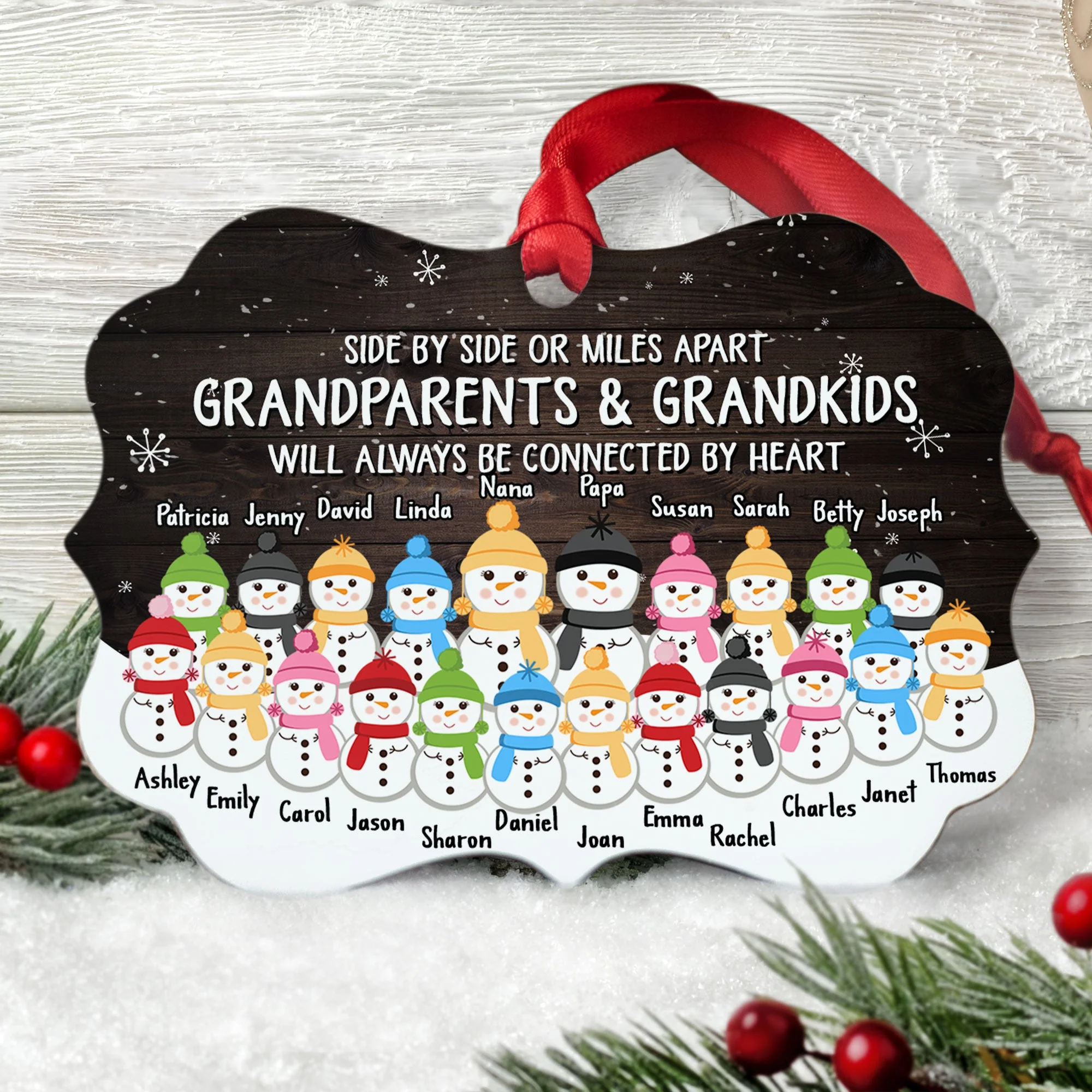 The Love Of Grandparents Is Forever (Up To 20 Kids) - Personalized Ornament - Snowman Family - Image 5