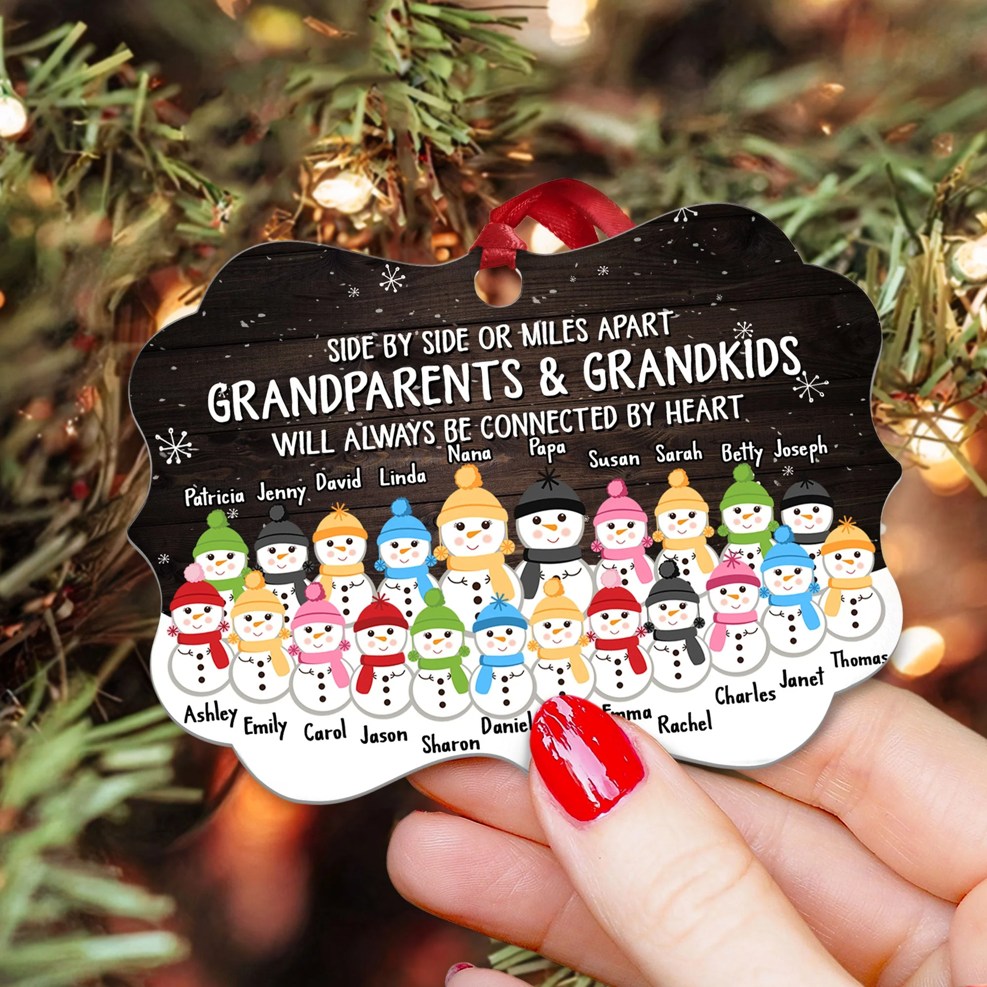 The Love Of Grandparents Is Forever (Up To 20 Kids) - Personalized Ornament - Snowman Family - Image 6