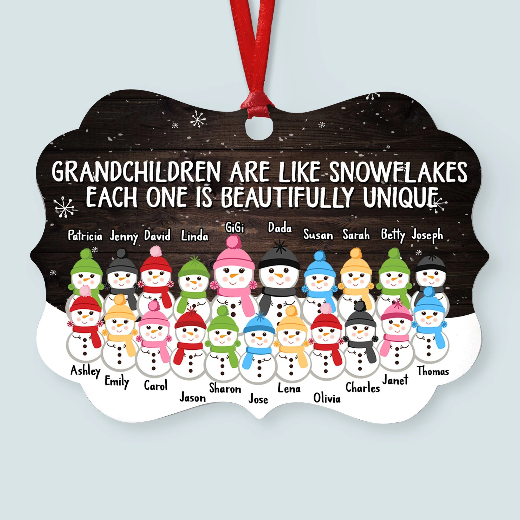 The Love Of Grandparents Is Forever (Up To 20 Kids) - Personalized Ornament - Snowman Family - Image 8