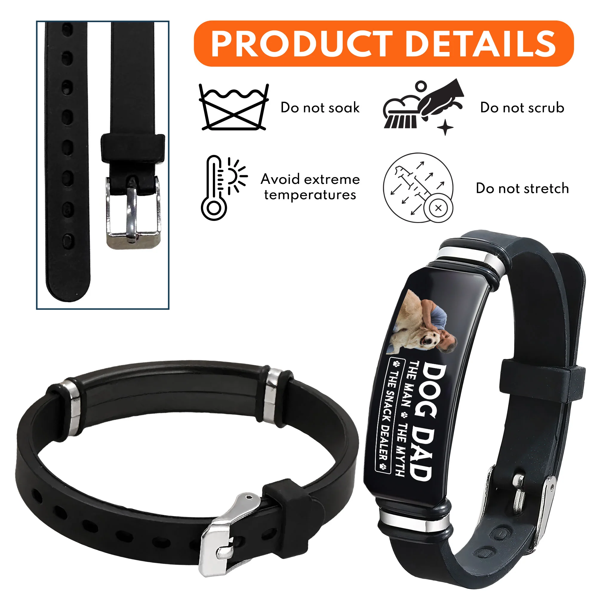 The Man The Myth The Snack Dealer - Personalized Photo Bracelet - Image 6