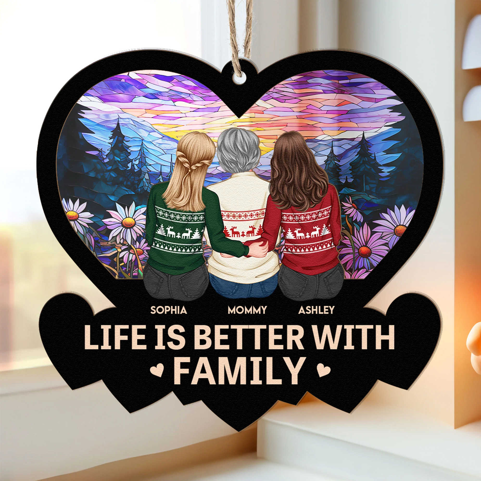 The Miles Don't Matter - Family Together - Personalized Suncatcher Ornament - Image 3