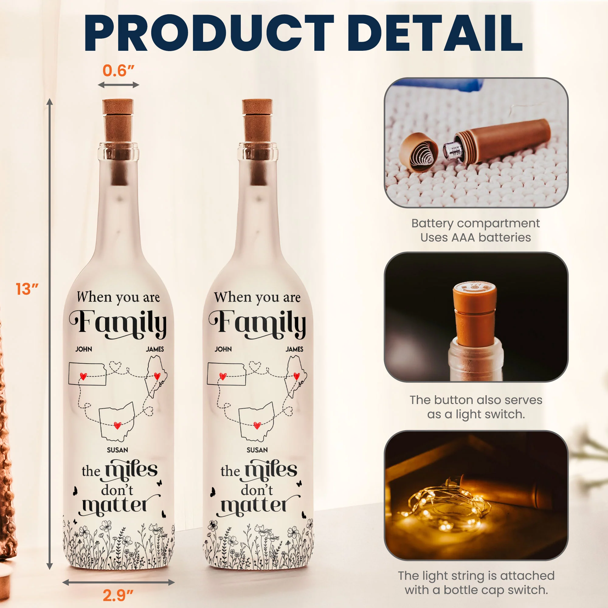 The Miles Don't Matter - Personalized Bottle Lamp - Image 4