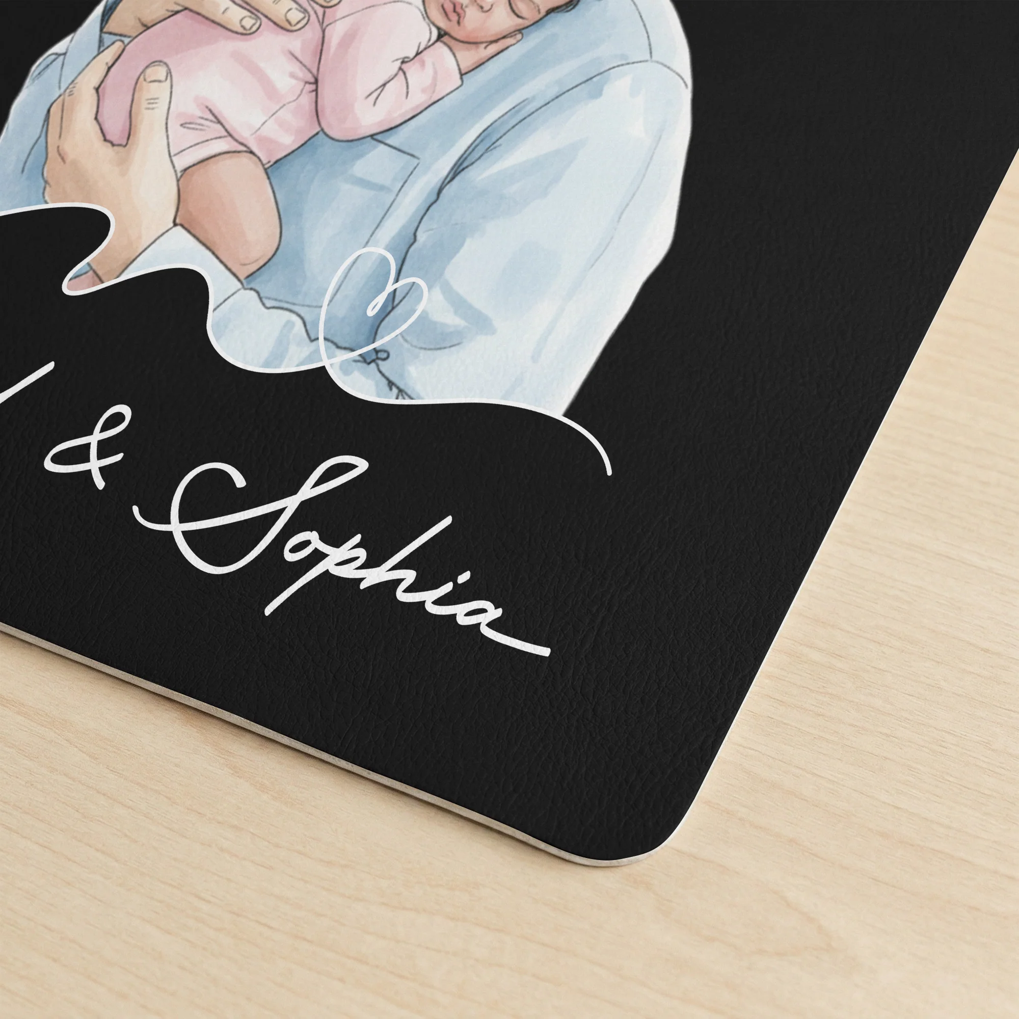 The Moment You Became Dad Watercolor Art Father's Day Gift For Husband - Personalized Desk Mat - Image 5