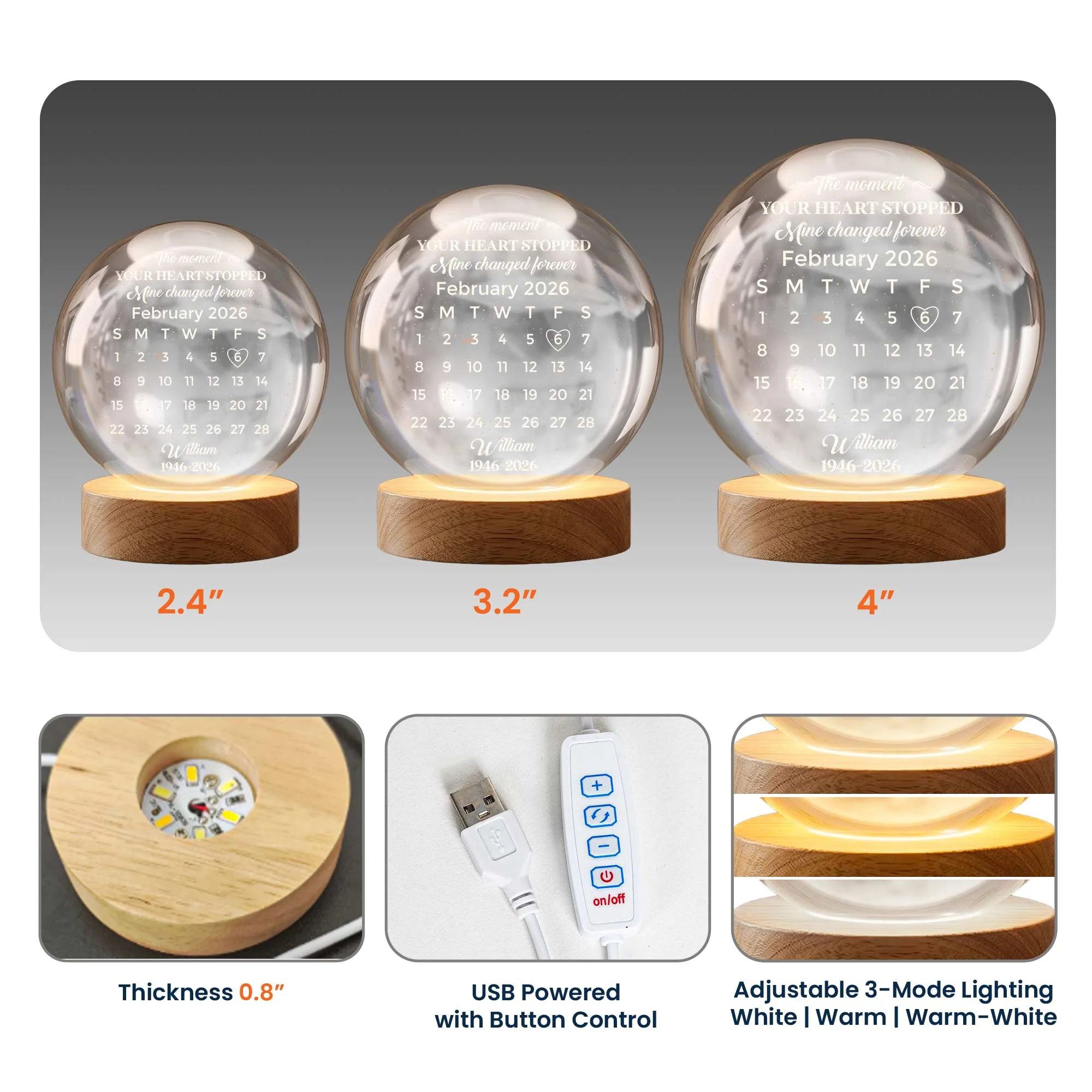 The Moment Your Heart Stopped Mine Changed Forever - Personalized Night Light - Image 5