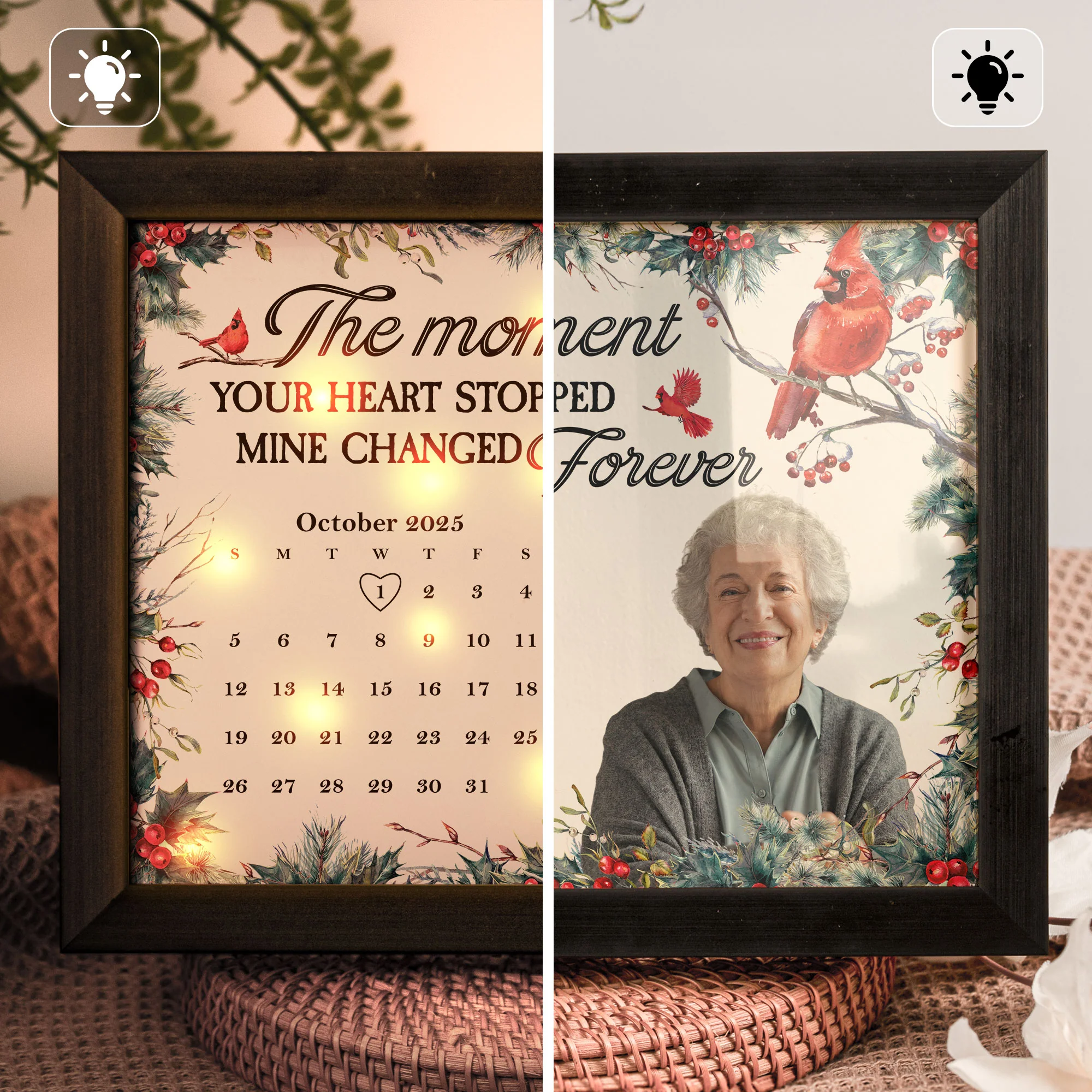 The Moment Your Heart Stopped Mine Changed Forever - Personalized Photo LED Shadow Box - Image 2