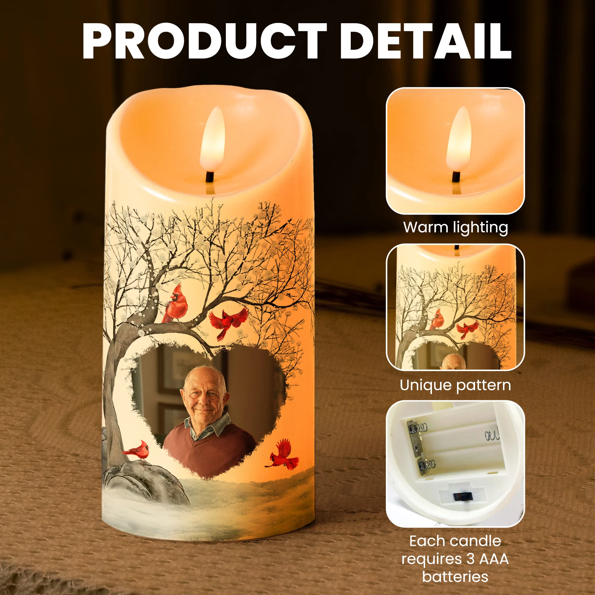 The Moment Your Heart Stopped Mine Changed Forever - Personalizes Photo LED Candle - Image 6
