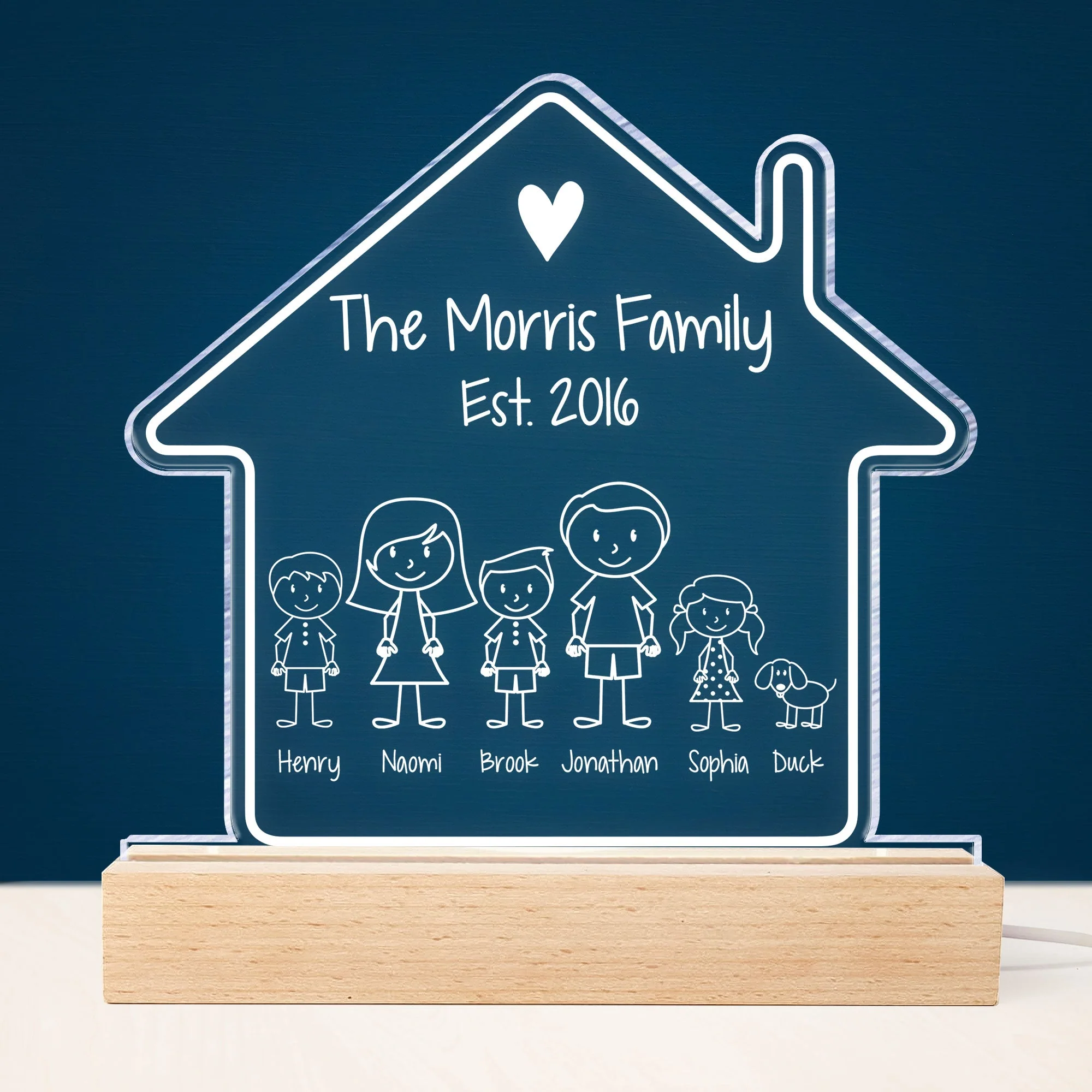 The Morris Family - Stick Figure Family - Personalized LED Light - Image 2