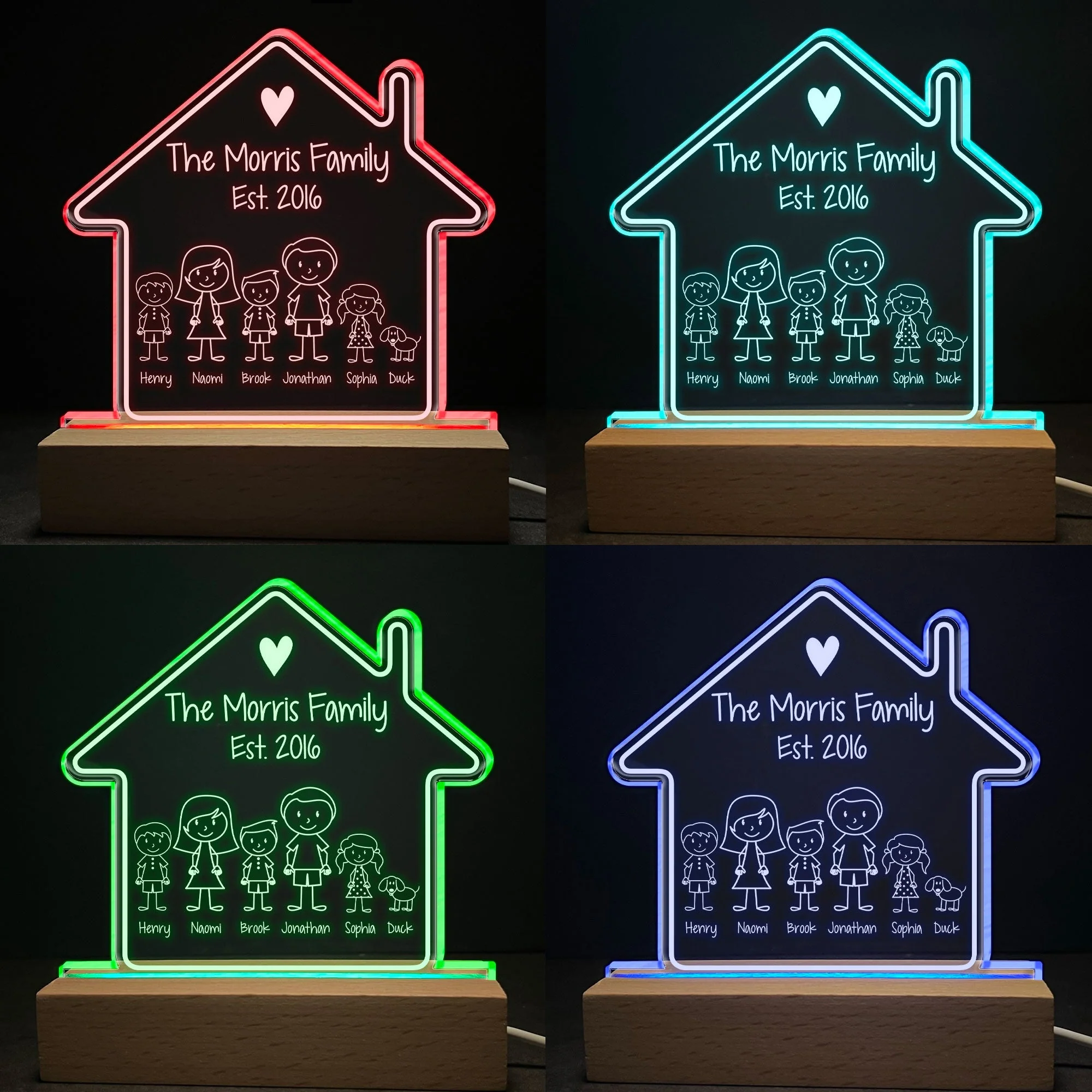 The Morris Family - Stick Figure Family - Personalized LED Light - Image 3