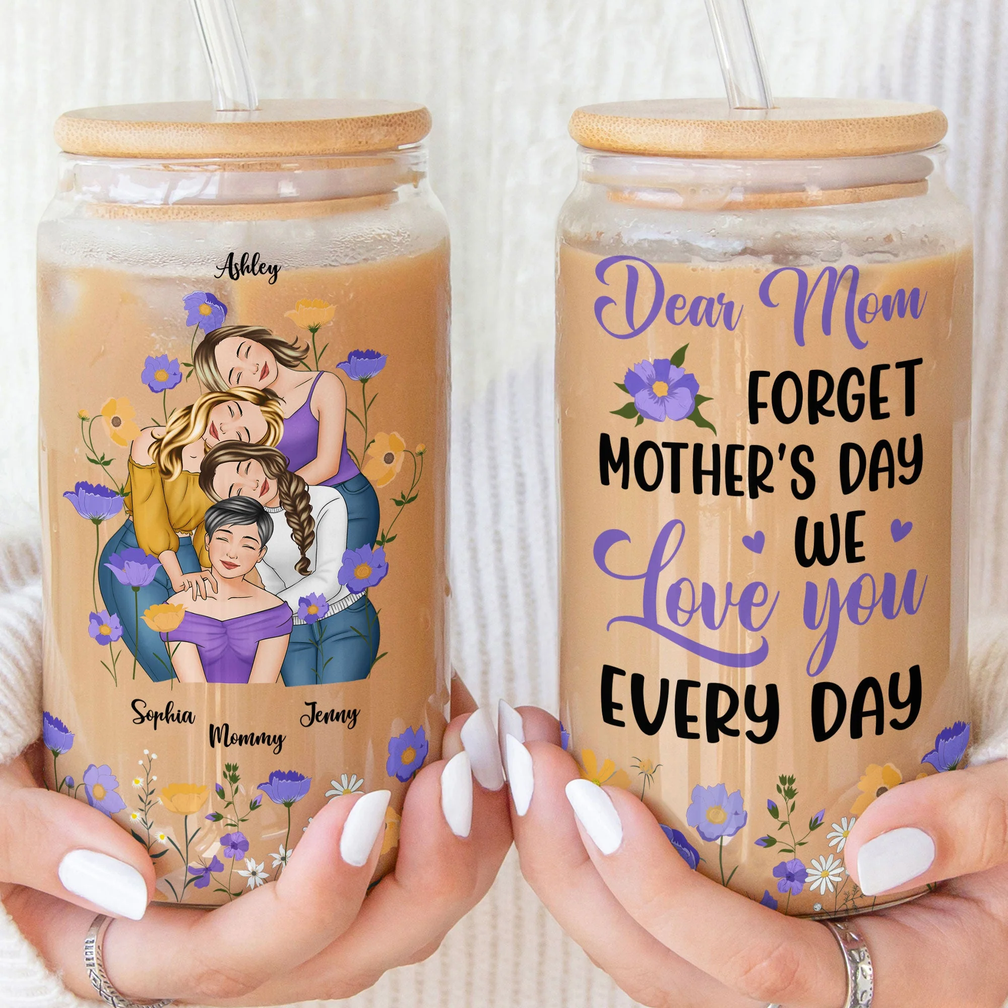 The Most Precious Mom In The World - Personalized Clear Glass Cup - Image 4