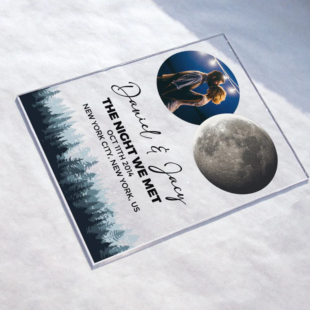 The Night Of Our First Date Custom Moon Phase - Personalized Acrylic Photo Plaque - Image 4