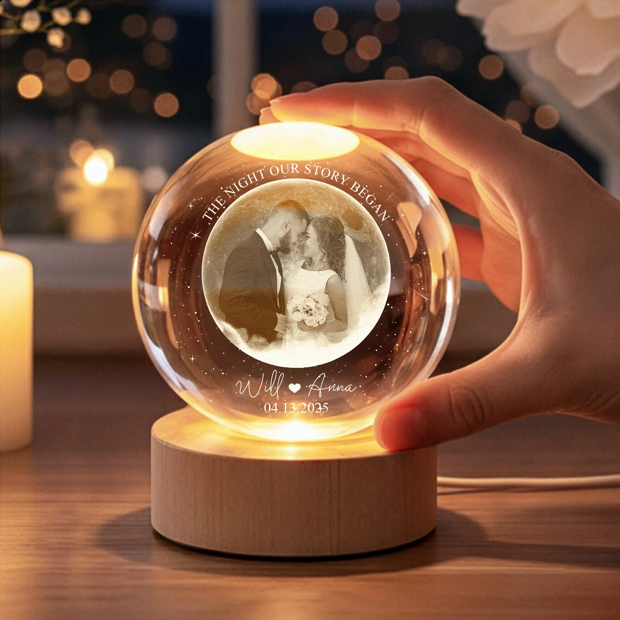 The Night Our Story Began Wedding Anniversary Gift - Personalized Night Light - Image 5