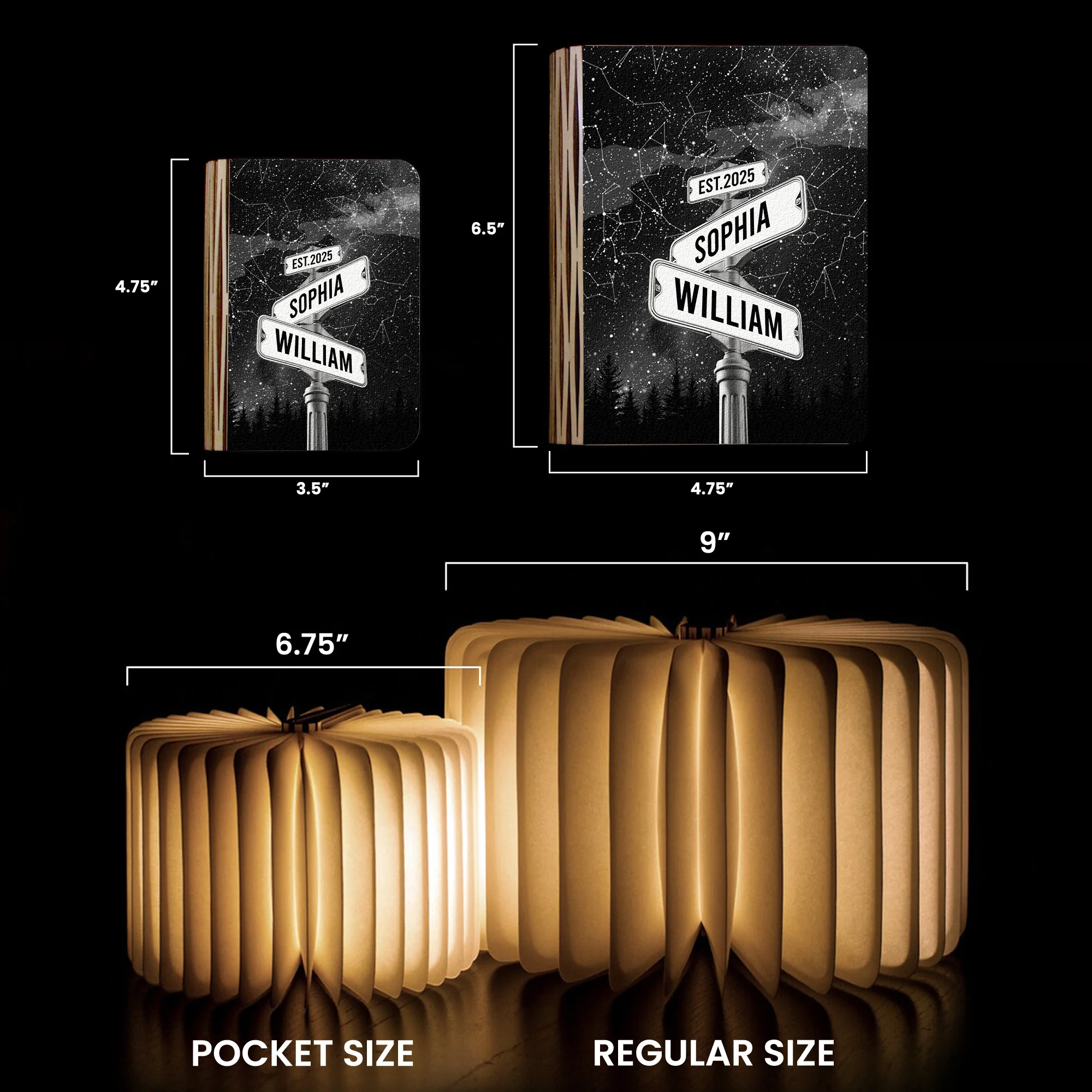 The Night We Met Couple Star Map Custom Name Street Sign - Personalized Book Lamp - Image 3