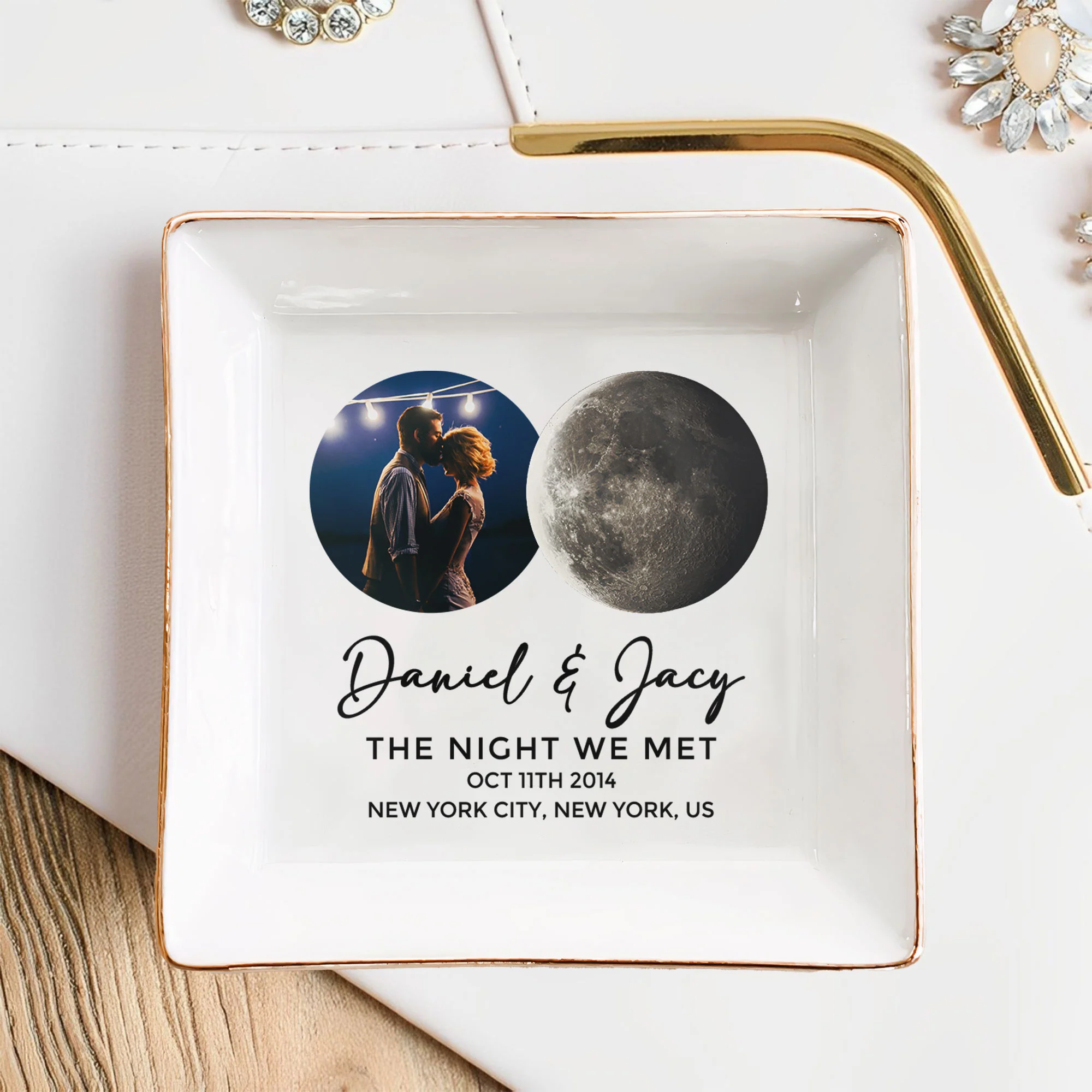 The Night We Met Custom Moon Phase - Personalized Photo Jewelry Dish - Image 4